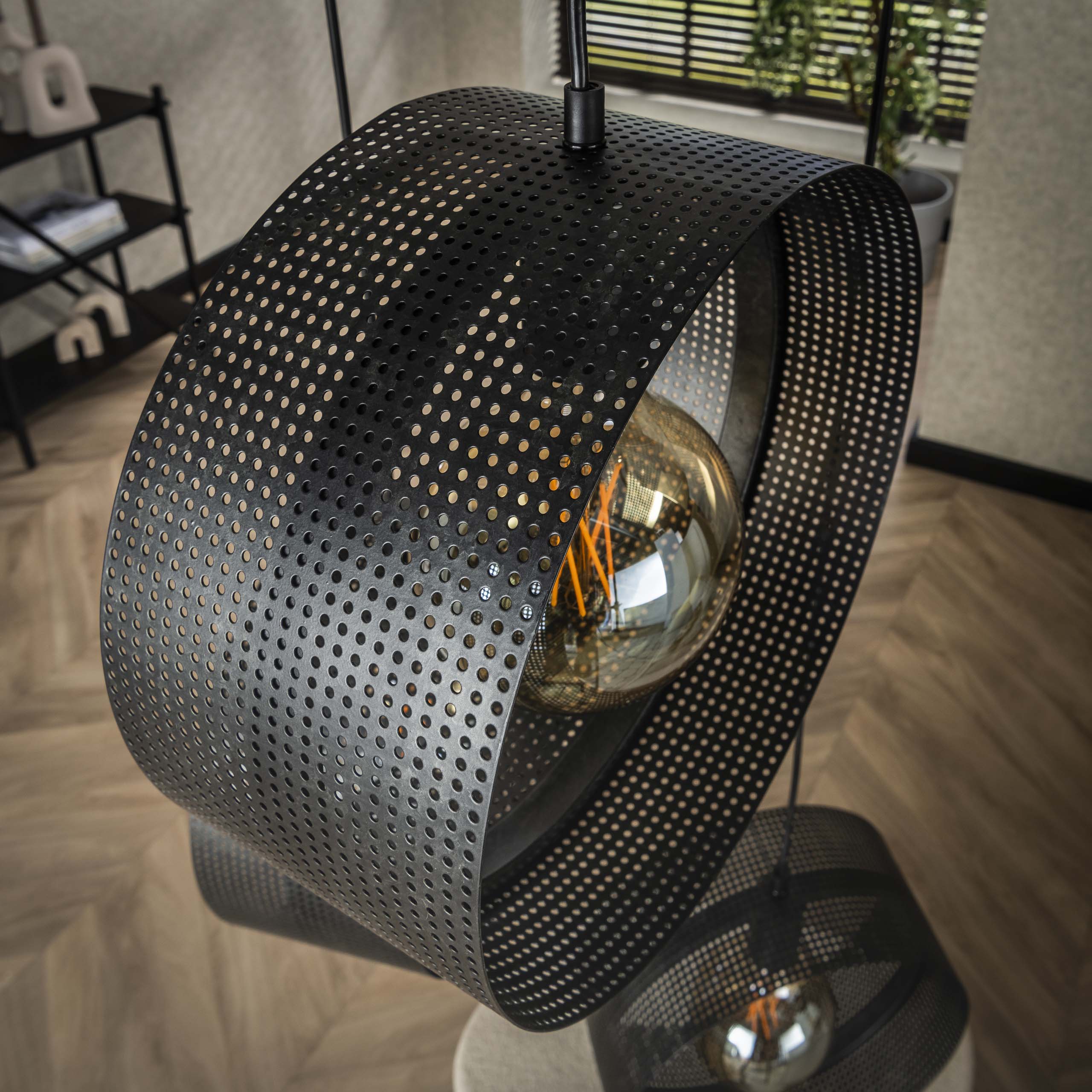 Hanglamp Ring mesh getrapt 3-lichts / Charcoal – afbeelding 3