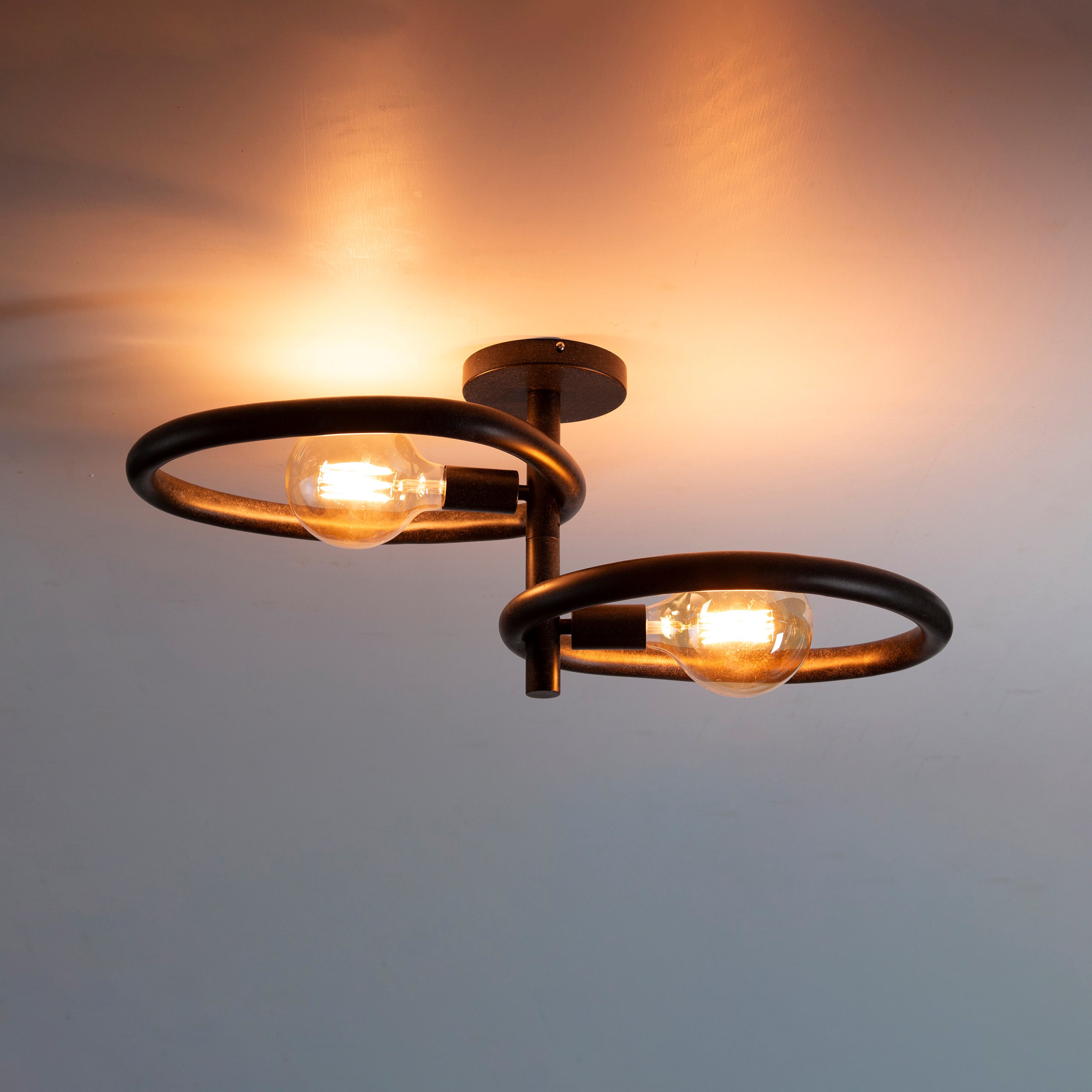 Plafondlamp Pebble 2-lichts / Artic zwart – afbeelding 1
