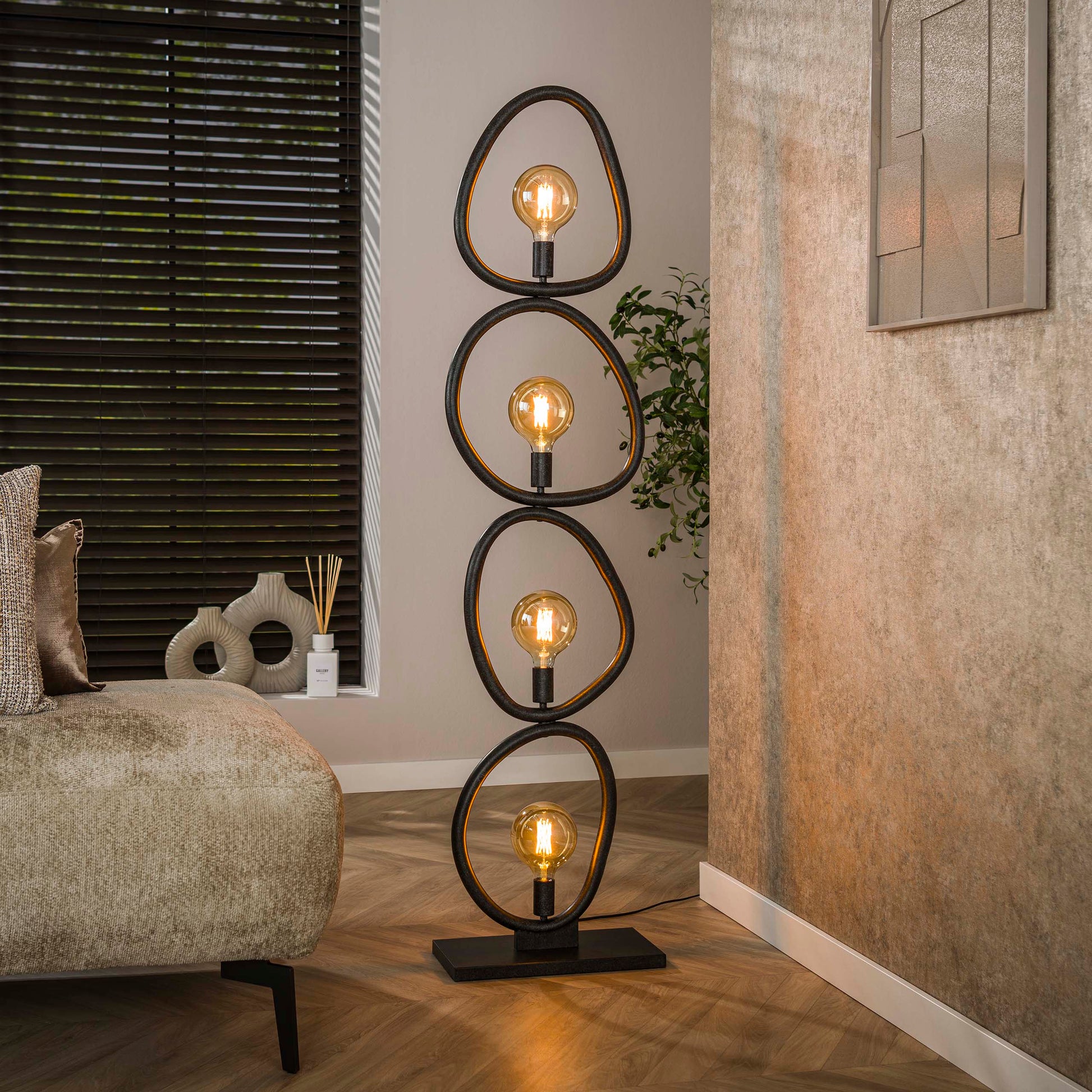 Vloerlamp Pebble 4-lichts / Artic zwart – afbeelding 1