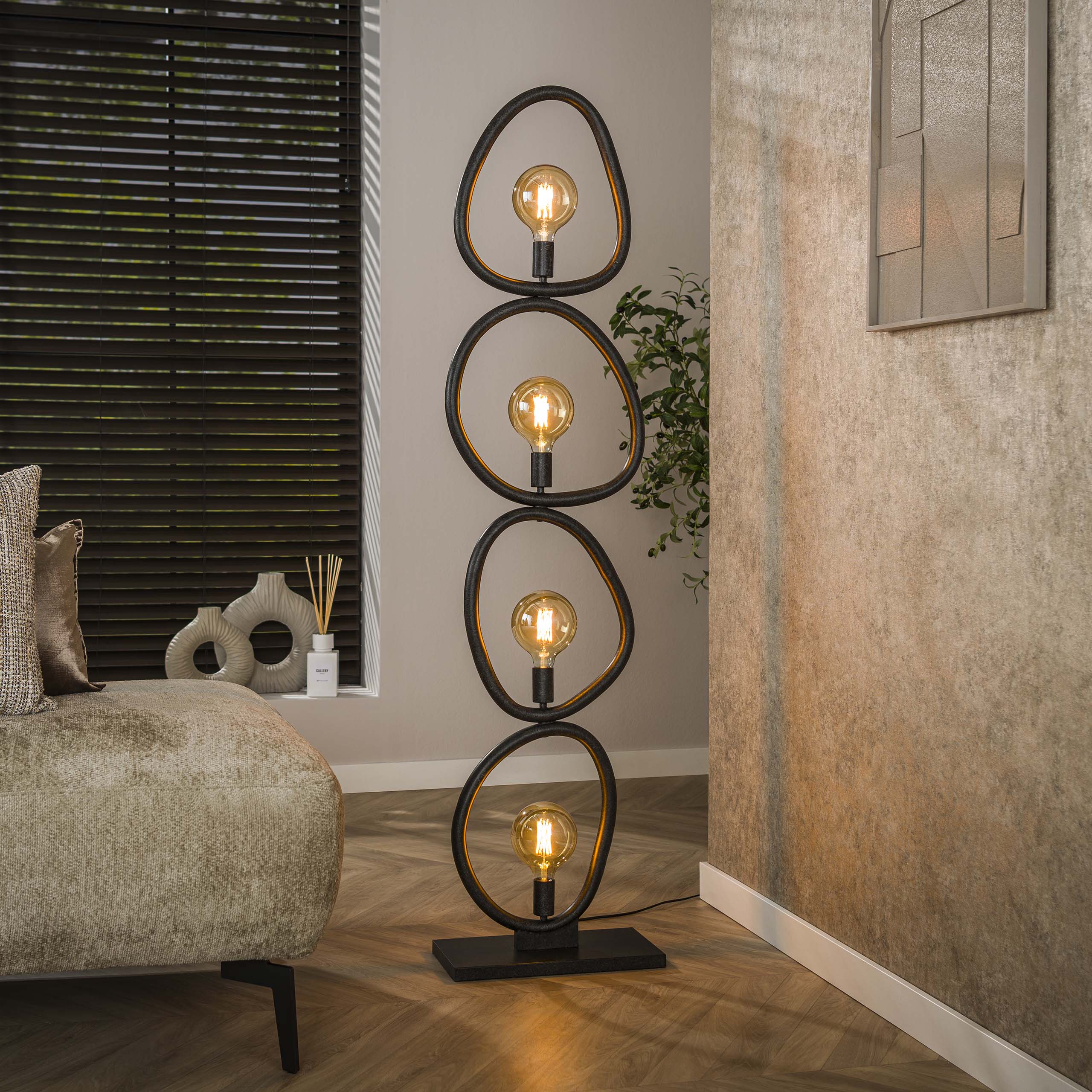 Vloerlamp Pebble 4-lichts / Artic zwart – afbeelding 1