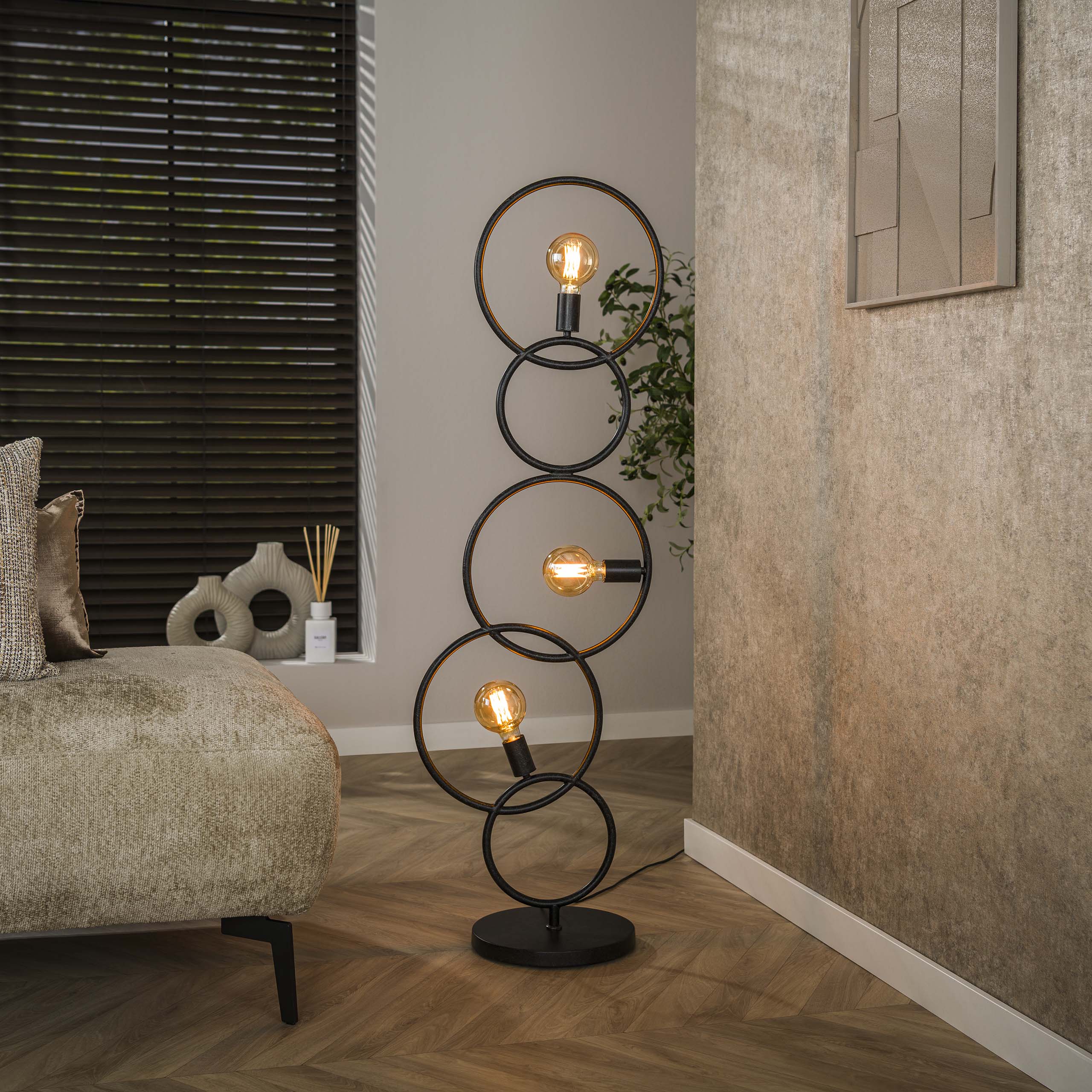 Vloerlamp Loop 3-lichts / Artic zwart – afbeelding 1