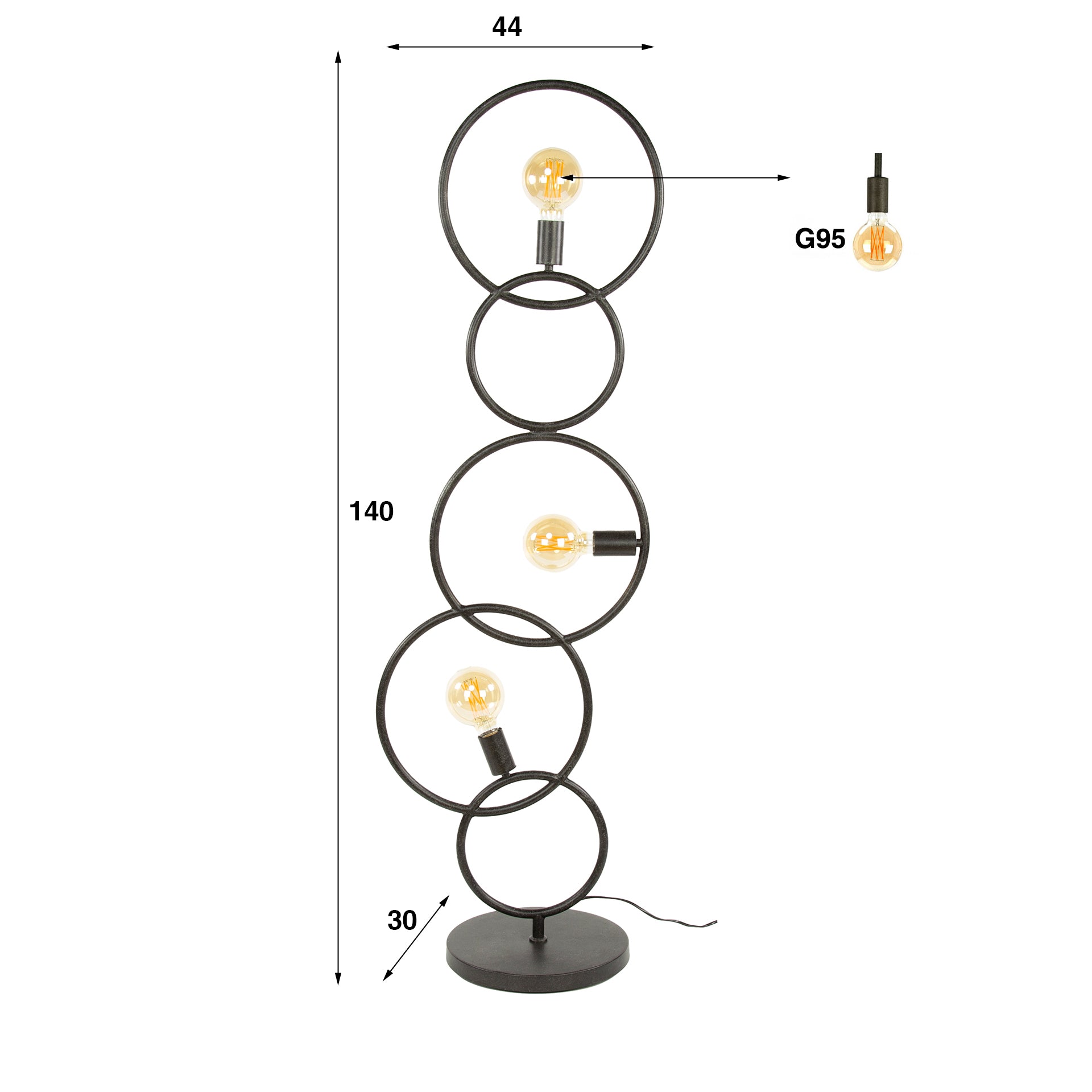 Vloerlamp Loop 3-lichts / Artic zwart – afbeelding 6