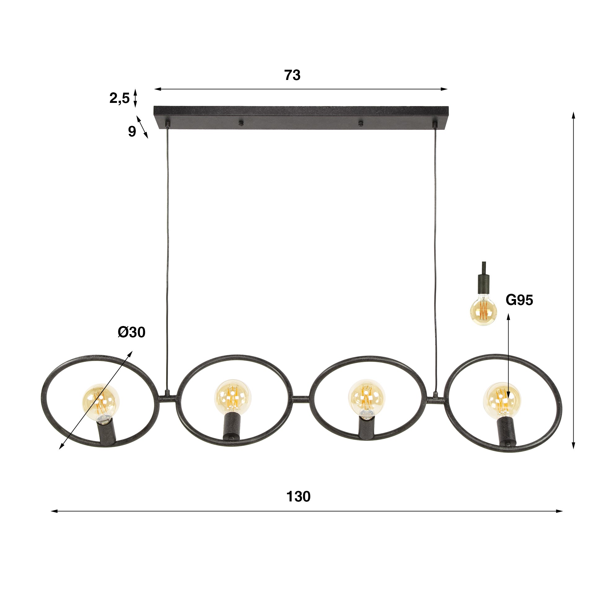 Hanglamp Loop 4-lichts / Artic zwart – afbeelding 6