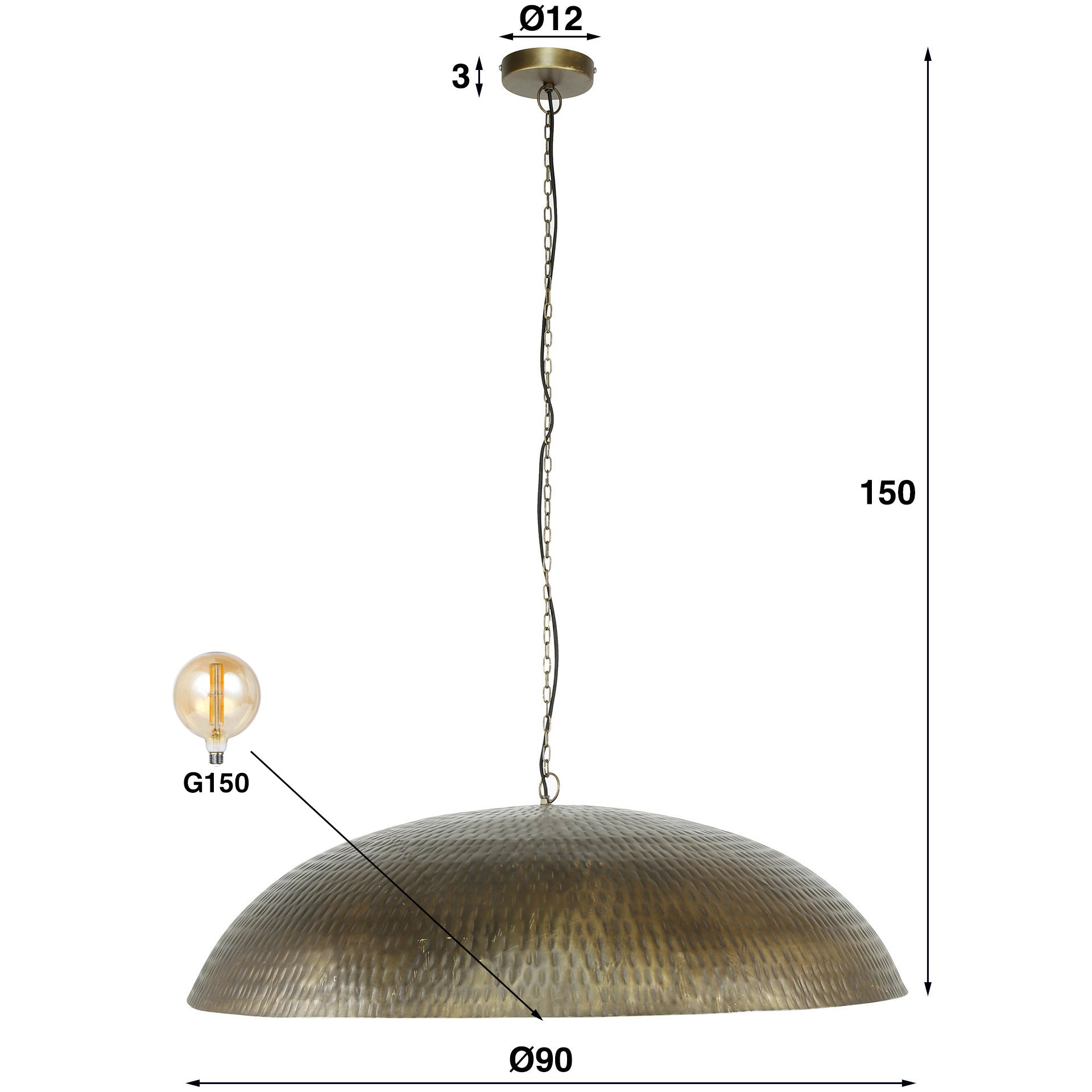 Hanglamp Cupola 1-lichts Ø90cm / Antiek brons – afbeelding 6