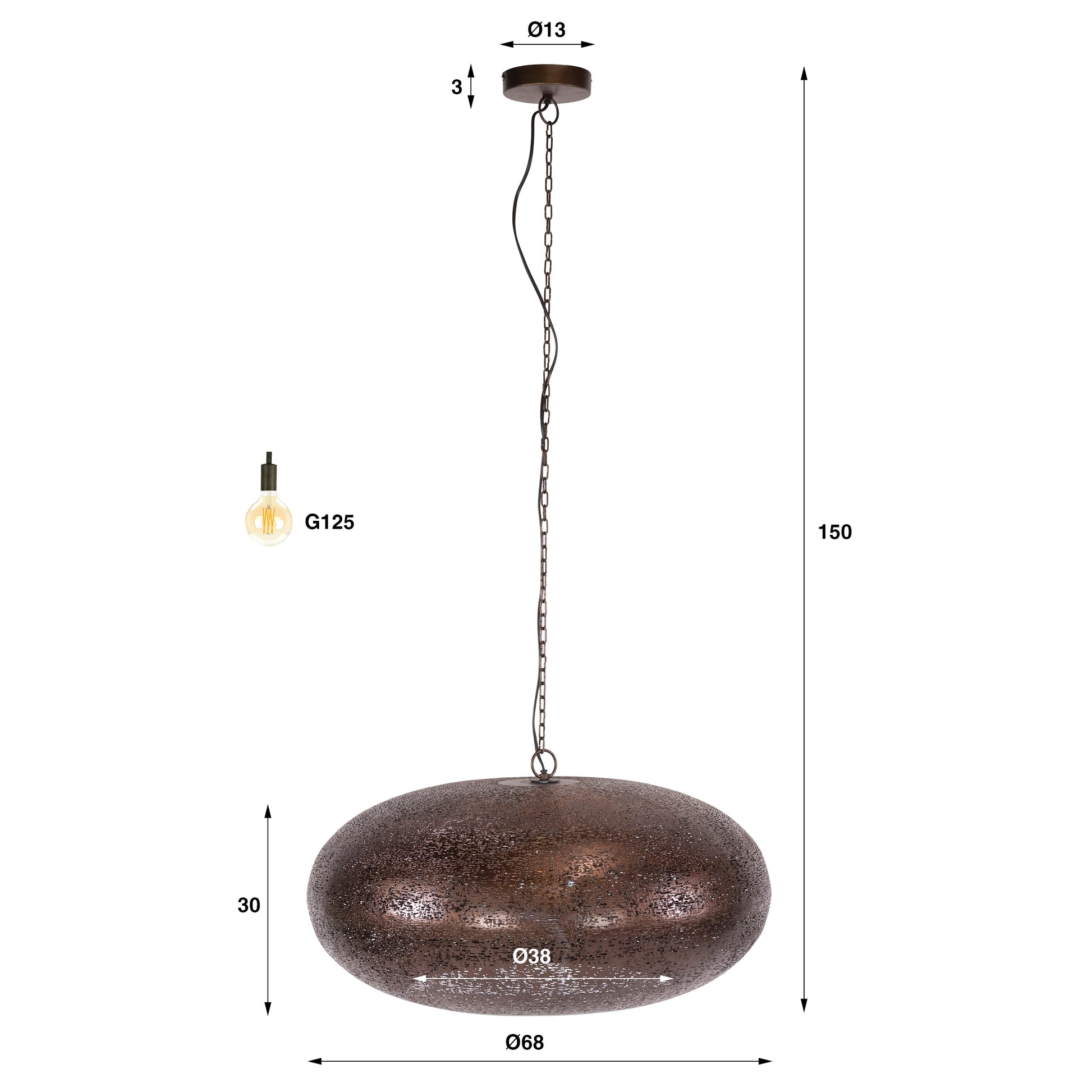 Hanglamp Cielo 1-lichts Ø68cm / Antiek koper – afbeelding 6
