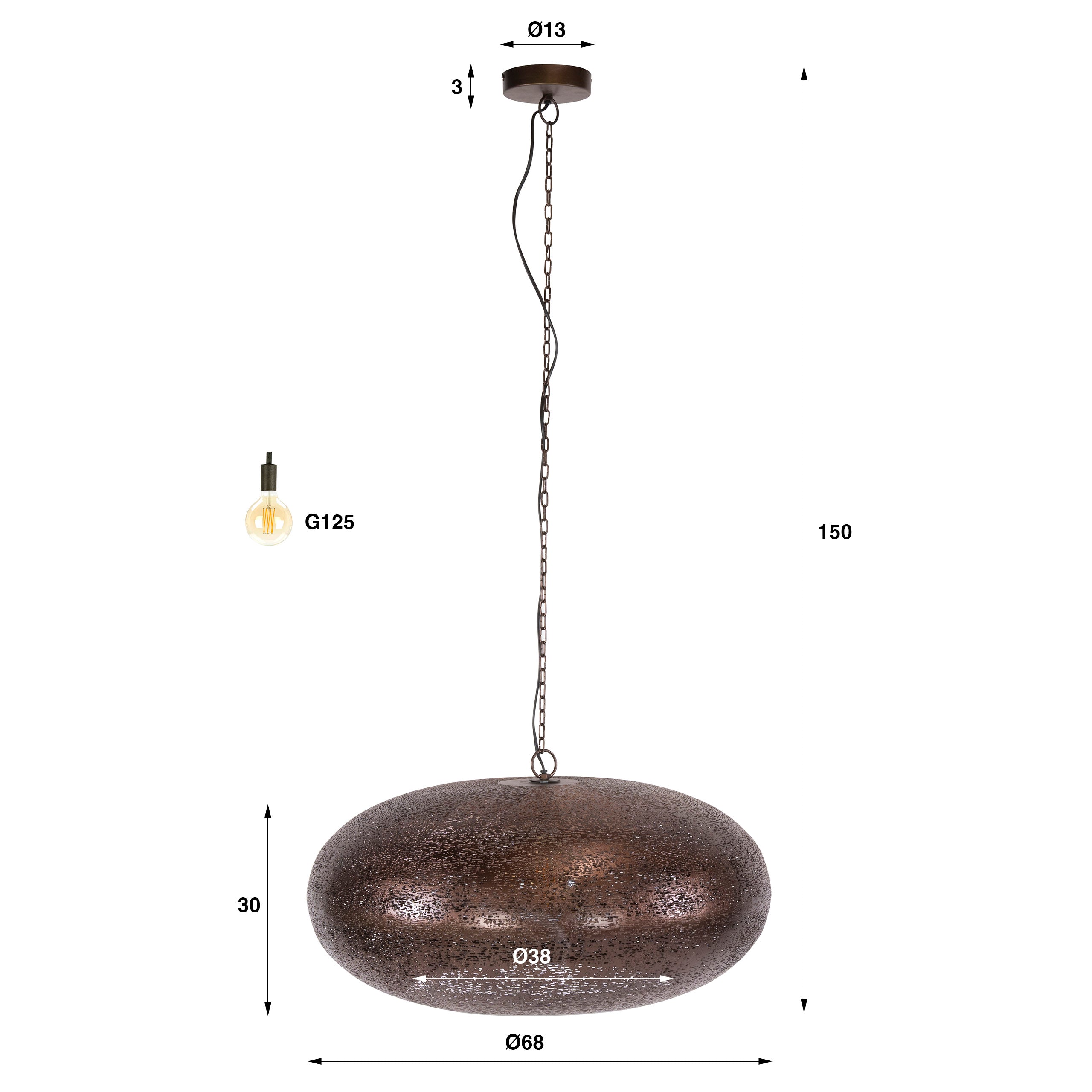 Hanglamp Cielo 1-lichts Ø68cm / Antiek koper – afbeelding 6