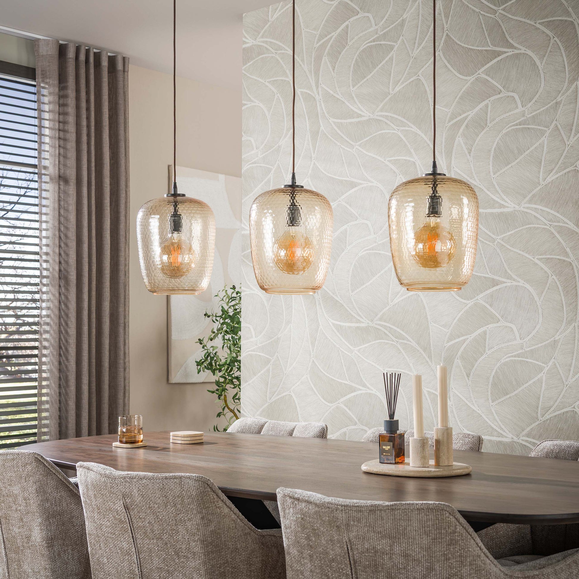 Hanglamp Python 3-lichts / Amber glas – afbeelding 2