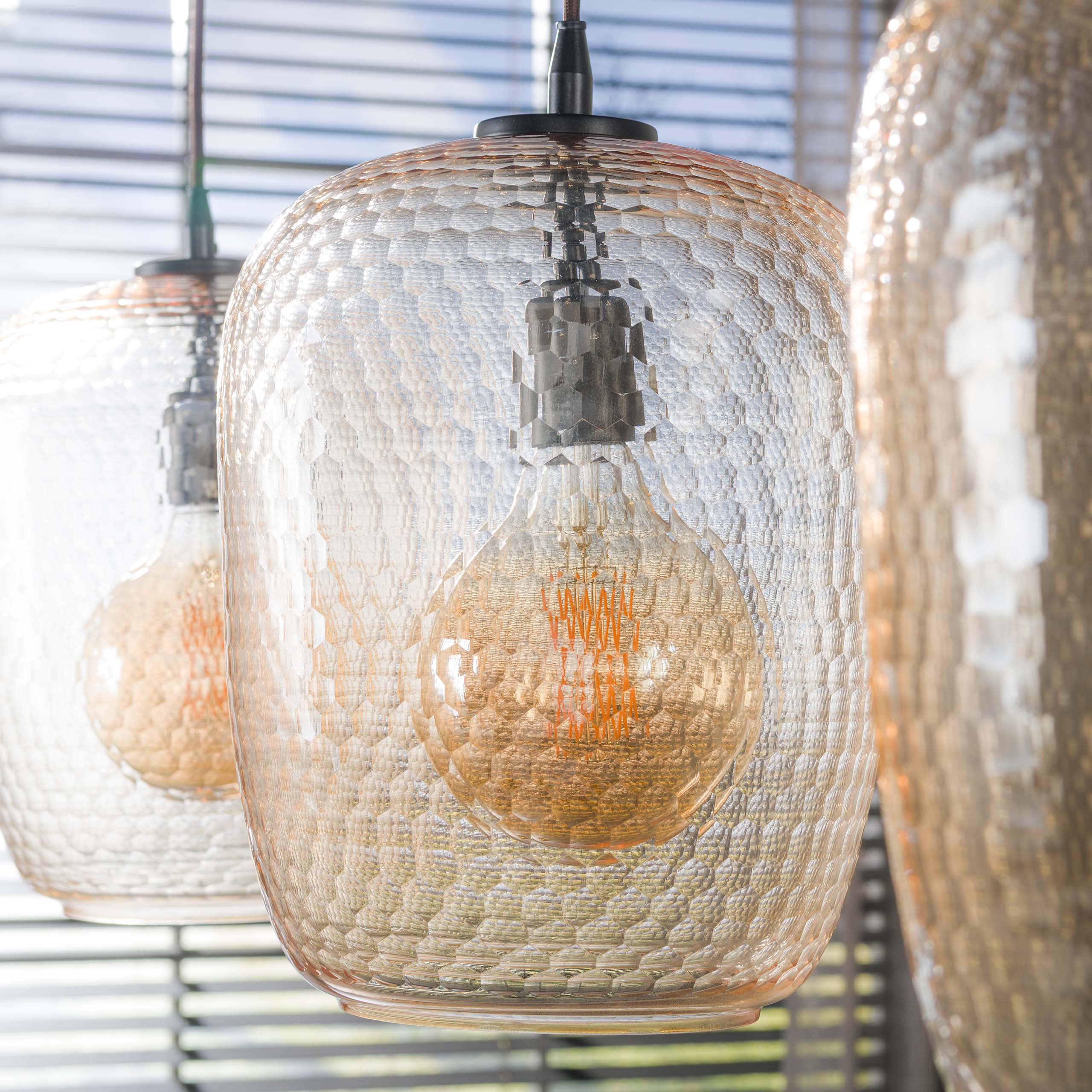 Hanglamp Python 3-lichts / Amber glas – afbeelding 4
