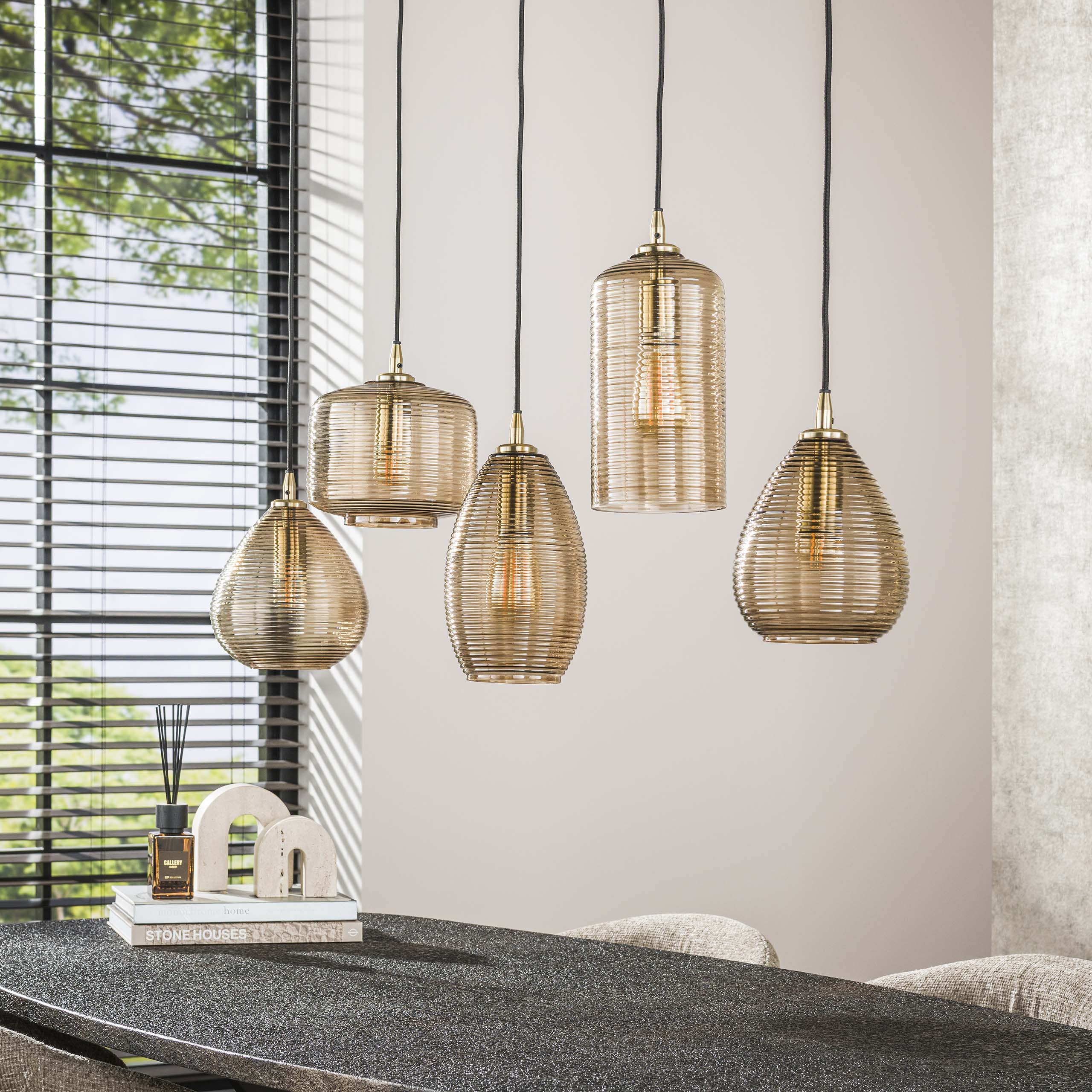 Hanglamp Stripe Horizontal 5-lichts / Smoke bruin glas – afbeelding 2