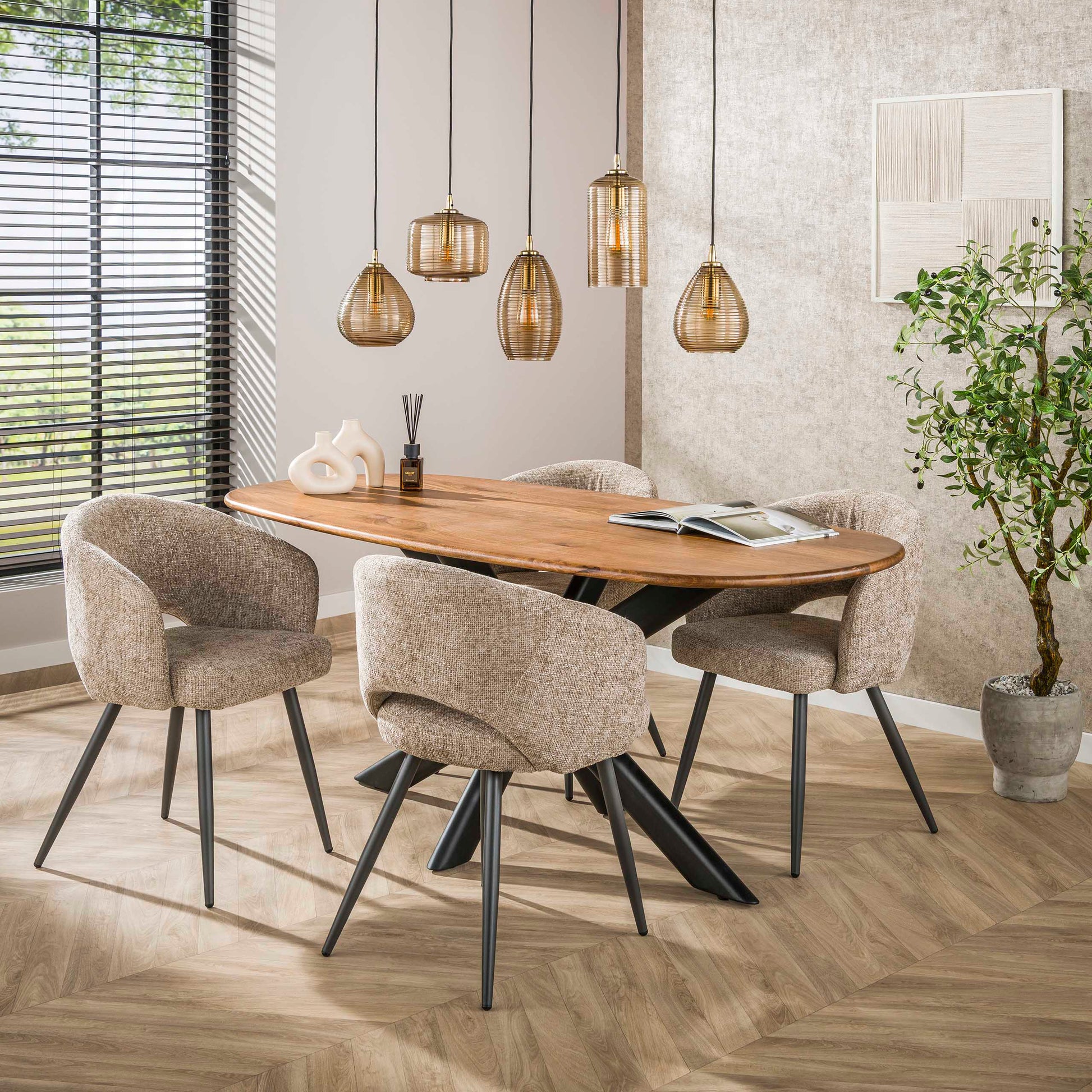 Hanglamp Stripe Horizontal 5-lichts / Smoke bruin glas – afbeelding 3