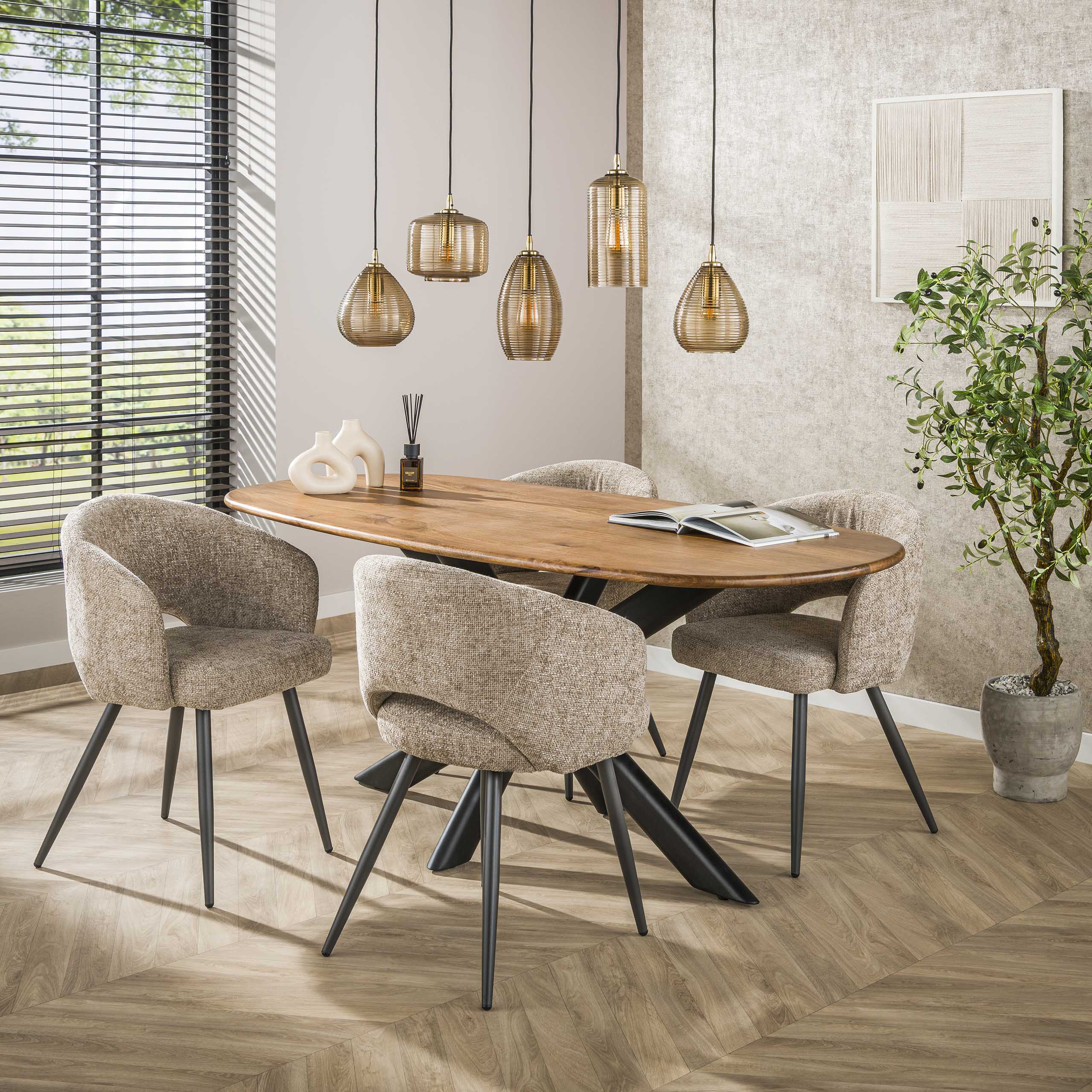 Hanglamp Stripe Horizontal 5-lichts / Smoke bruin glas – afbeelding 3
