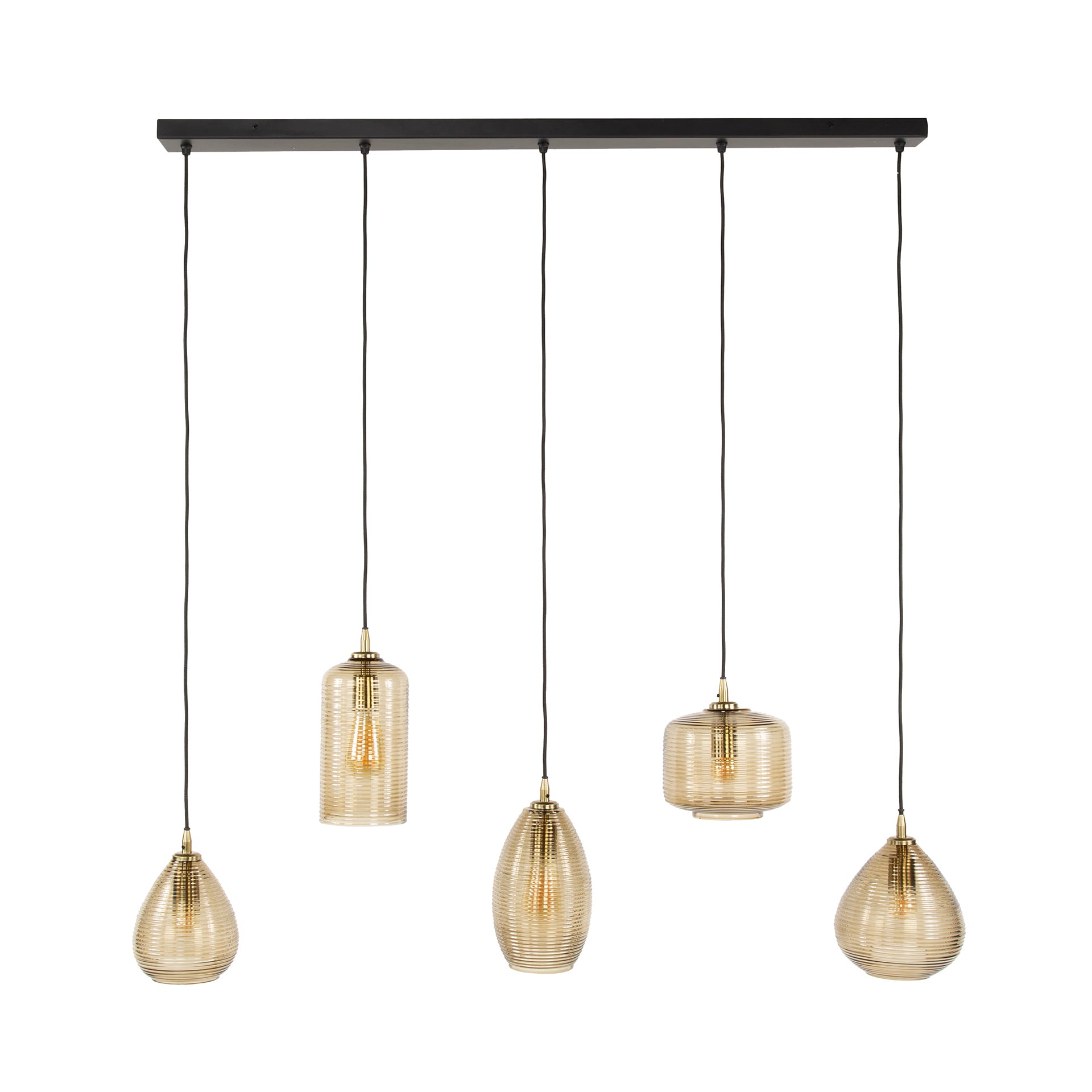 Hanglamp Stripe Horizontal 5-lichts / Smoke bruin glas – afbeelding 4
