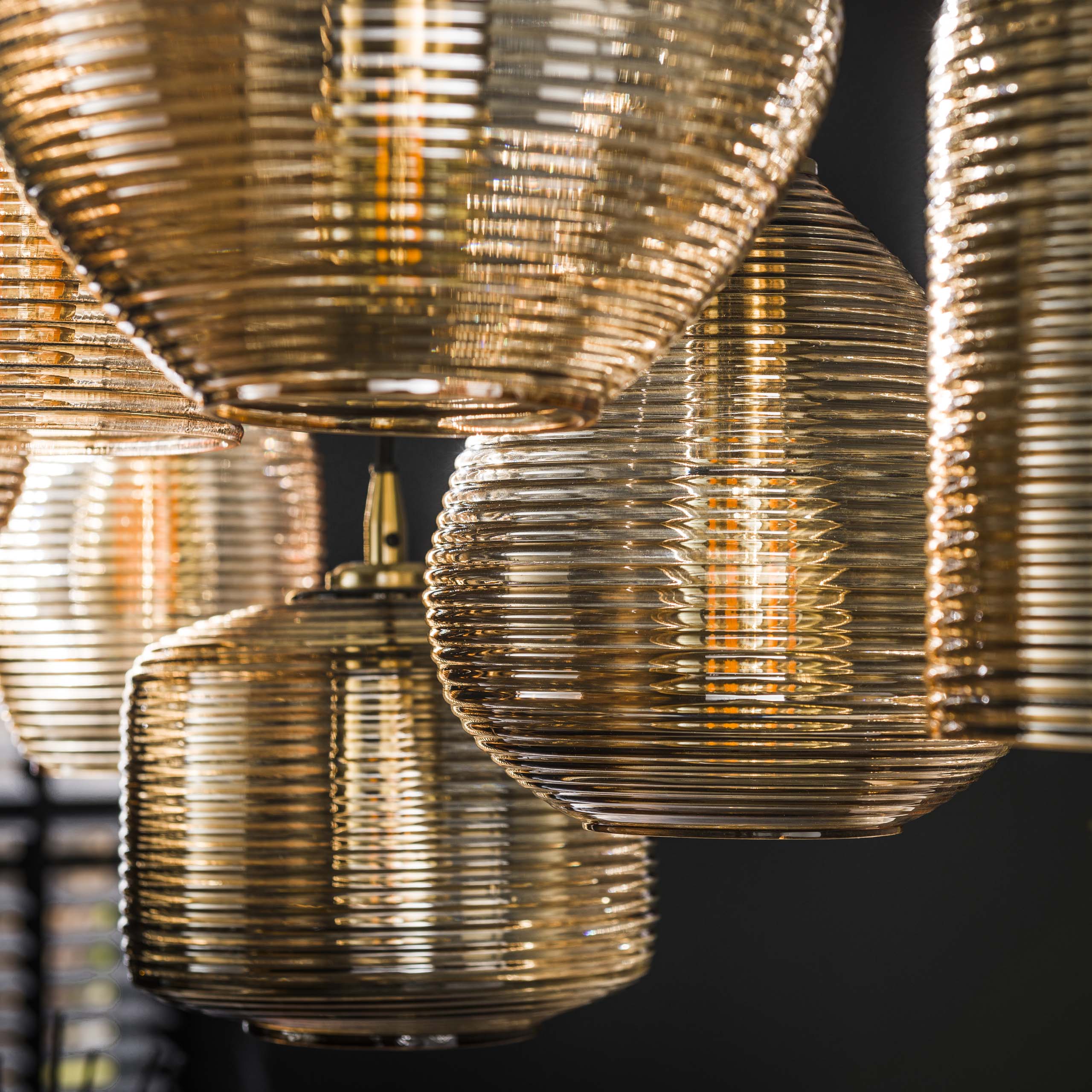 Hanglamp Stripe Horizontal 4+3-lichts / Amber glas – afbeelding 3
