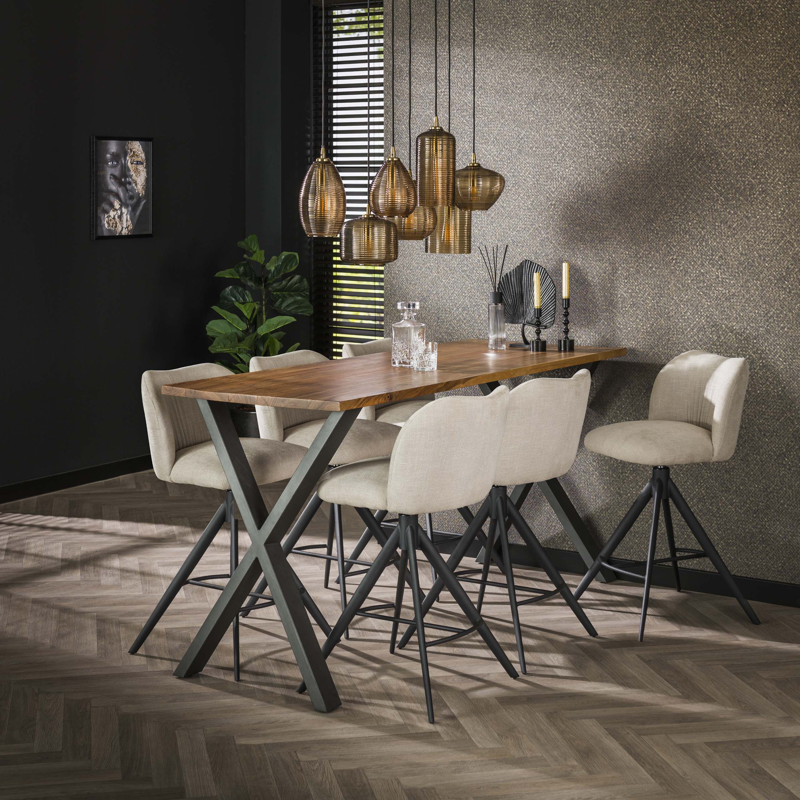 Hanglamp Stripe Horizontal 4+3-lichts / Amber glas – afbeelding 4