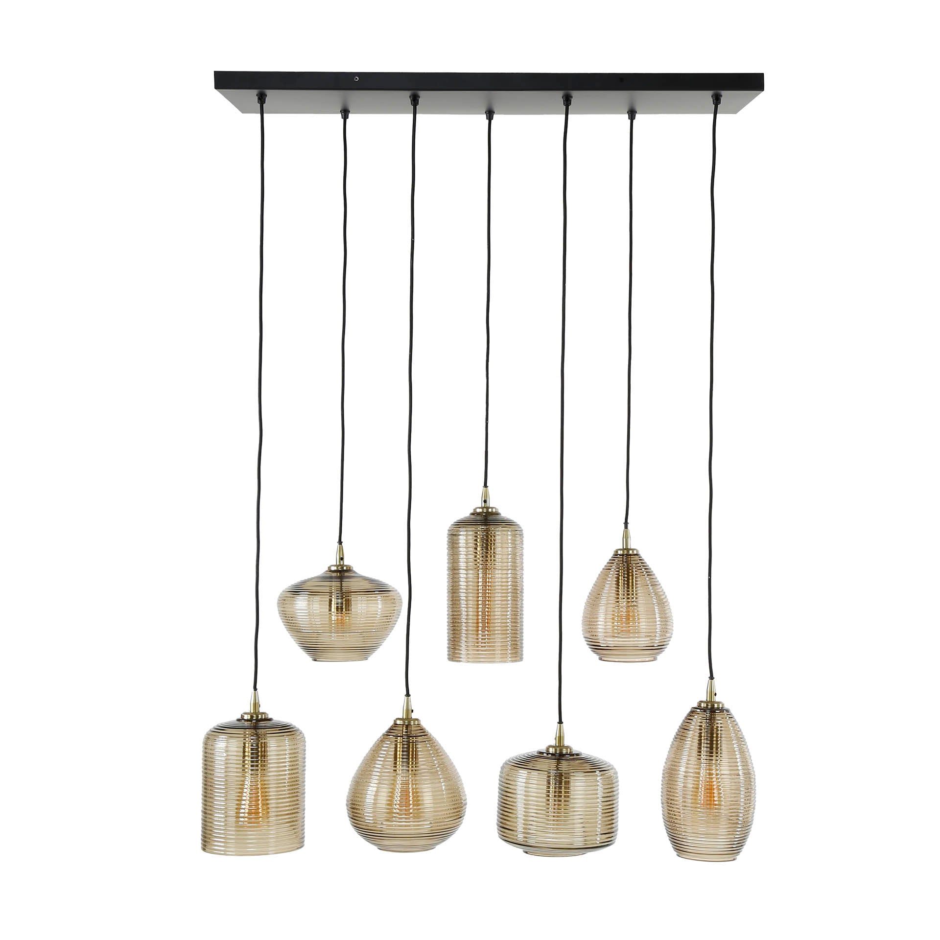 Hanglamp Stripe Horizontal 4+3-lichts / Amber glas – afbeelding 5