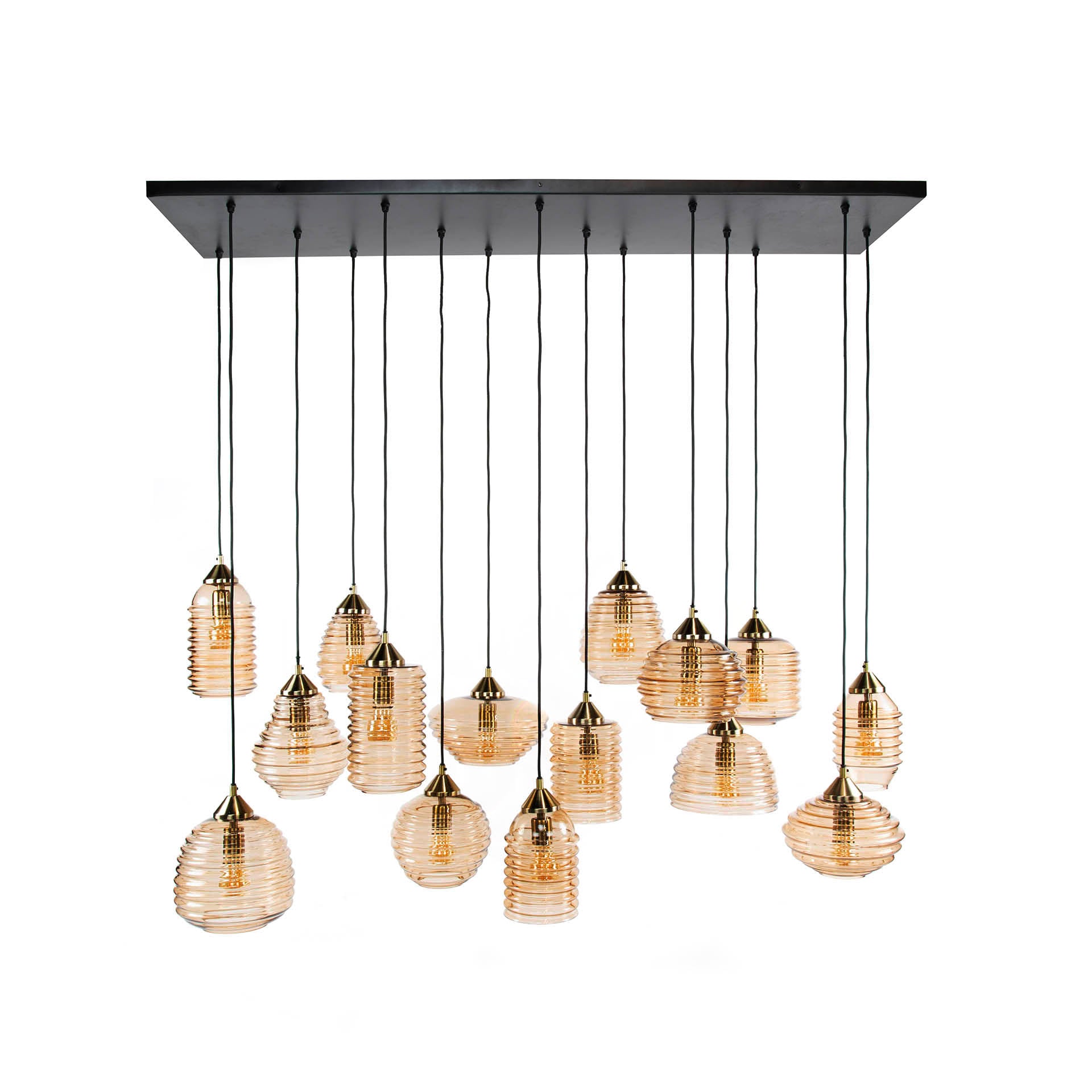 Hanglamp Rib Glass 5+5+5-lichts / Amber glas – afbeelding 6