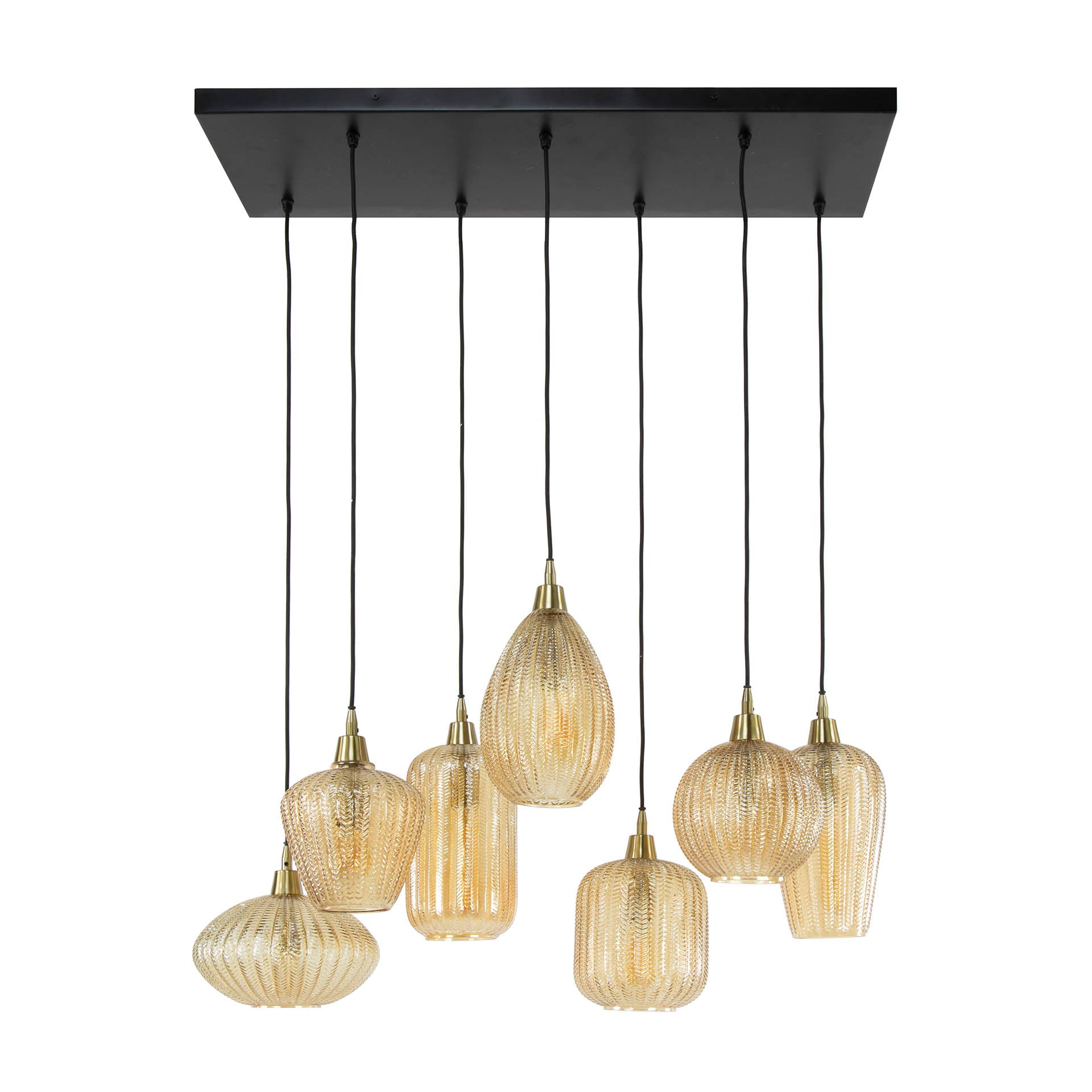 Hanglamp V-Shape 4+3-lichts  / Amber glas – afbeelding 5