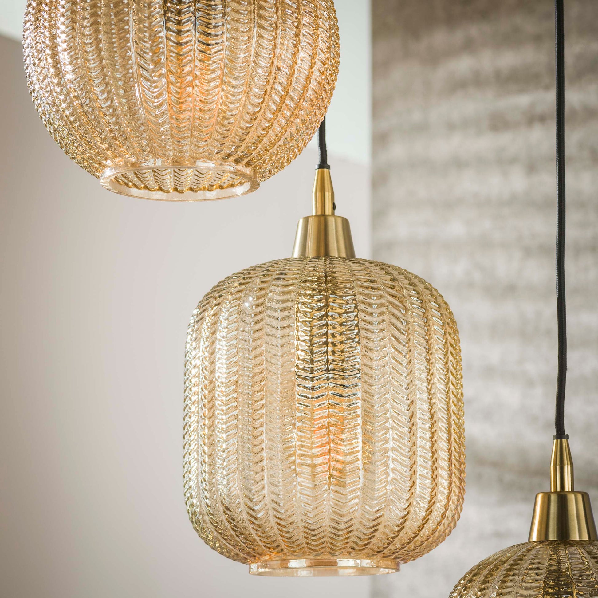 Hanglamp V-Shape getrapt 5-lichts / Amber glas – afbeelding 3