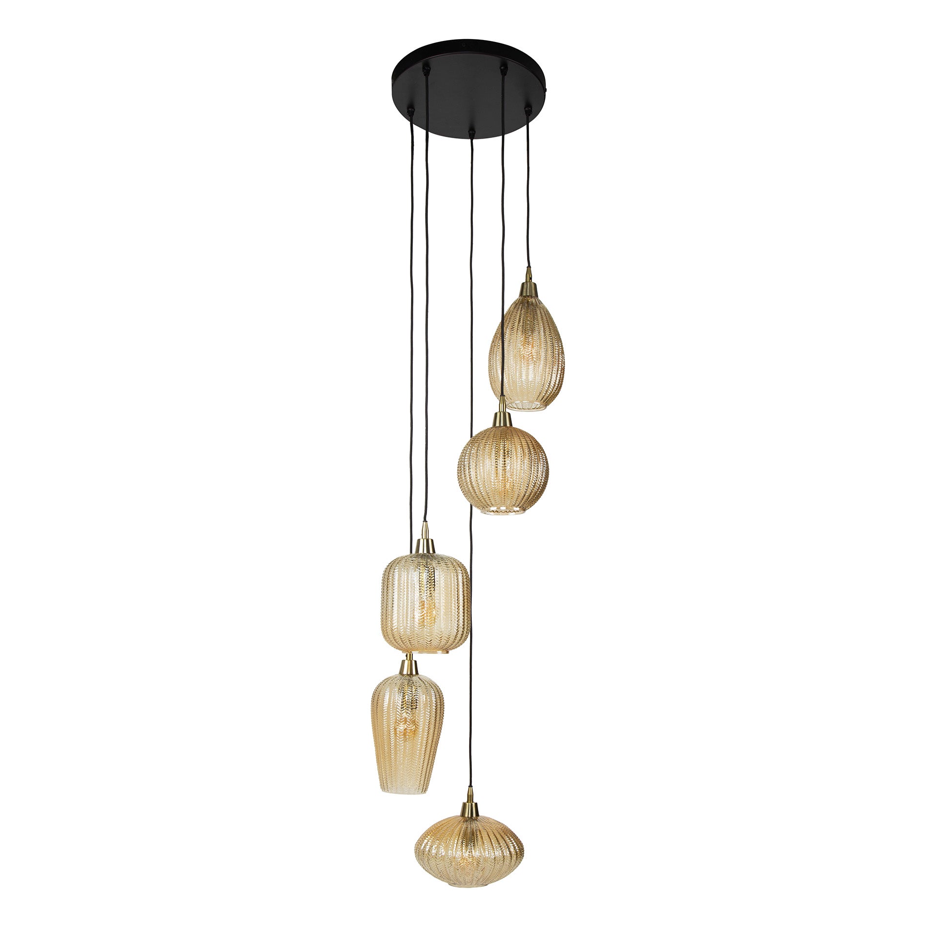 Hanglamp V-Shape getrapt 5-lichts / Amber glas – afbeelding 4