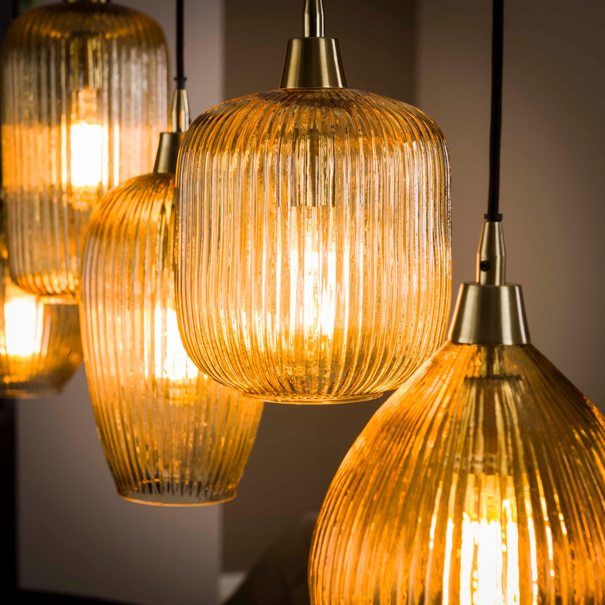 Hanglamp Stripe 5-lichts / Amber glas – afbeelding 3