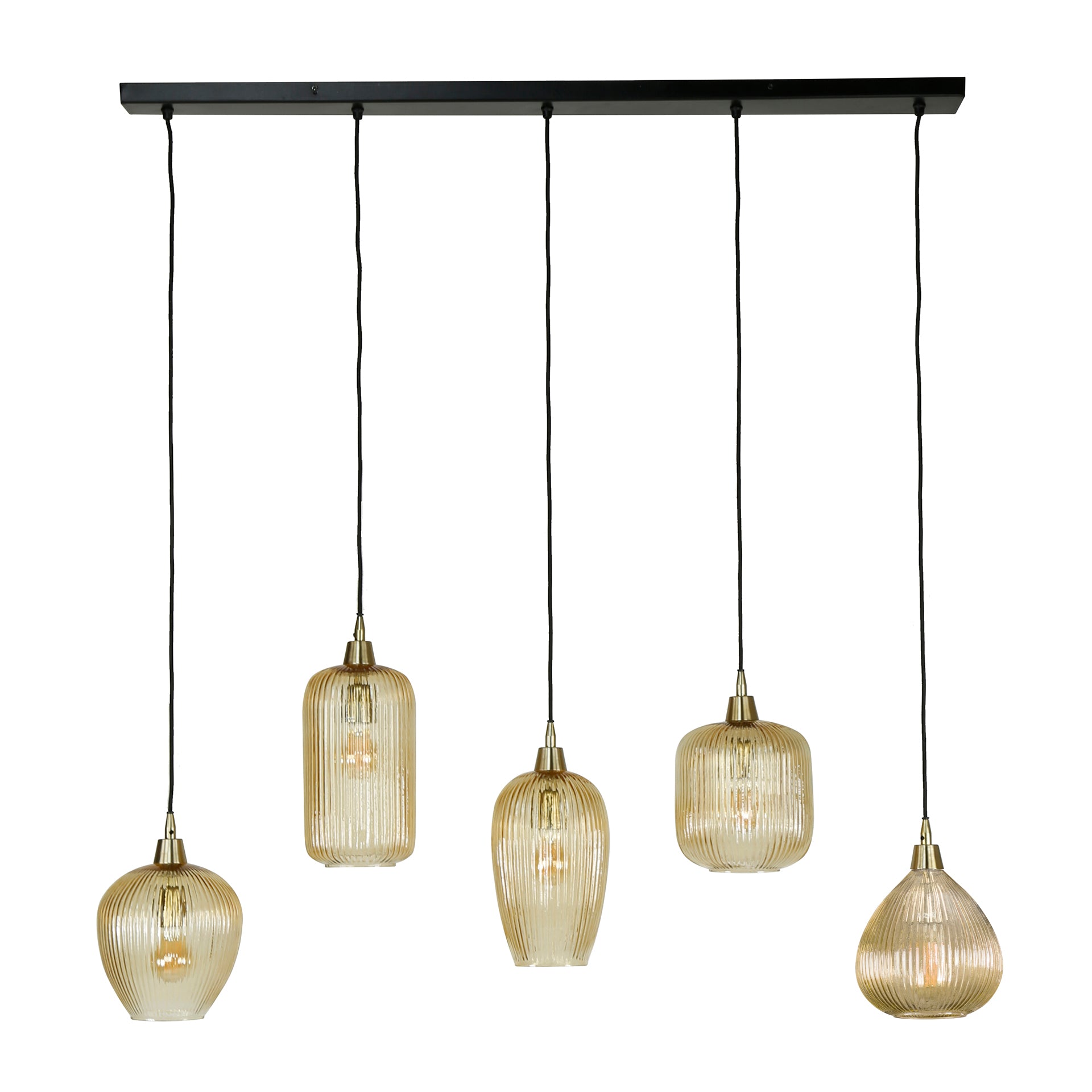 Hanglamp Stripe 5-lichts / Amber glas – afbeelding 5