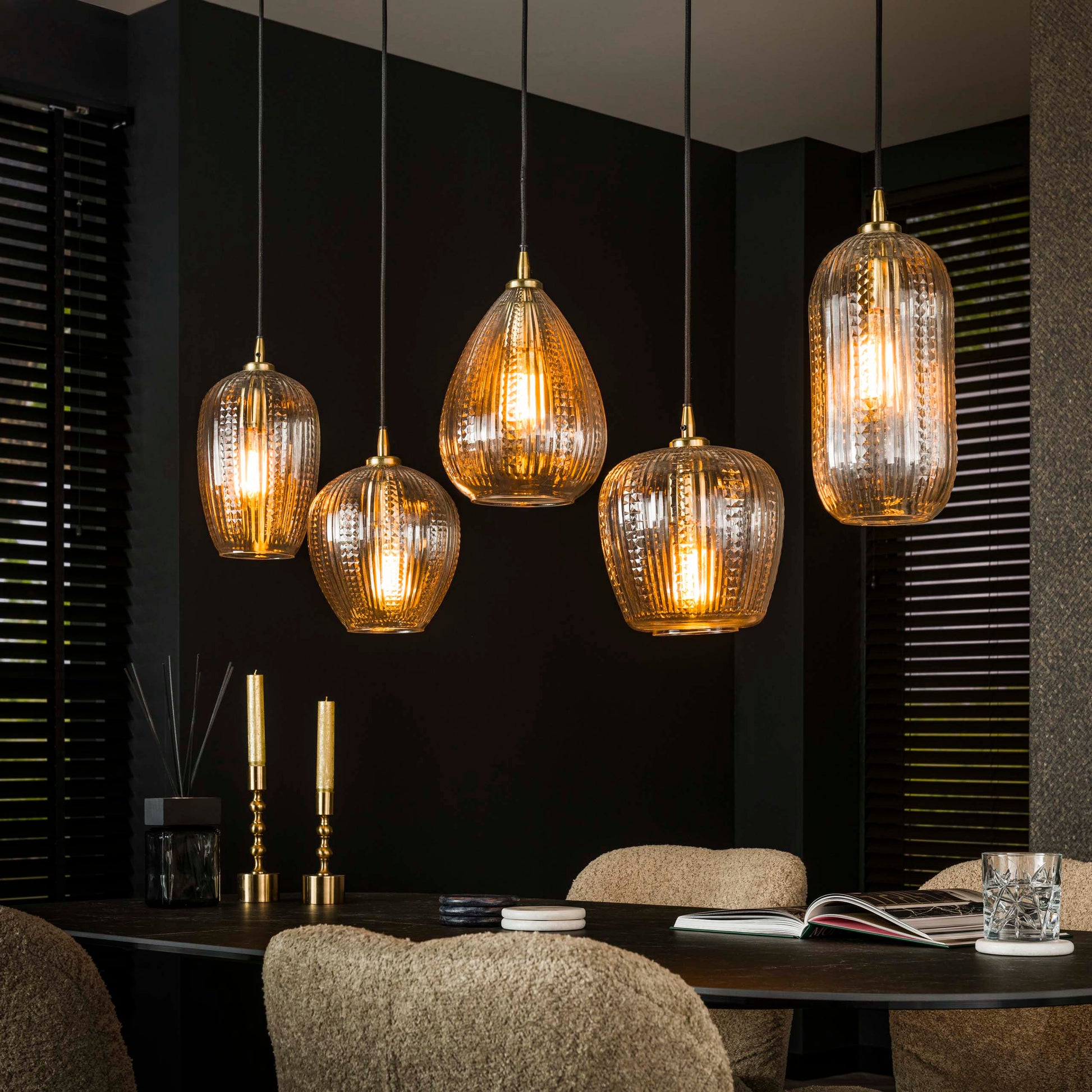 Hanglamp Diamond Grain 5-lichts / Diamant glas – afbeelding 1