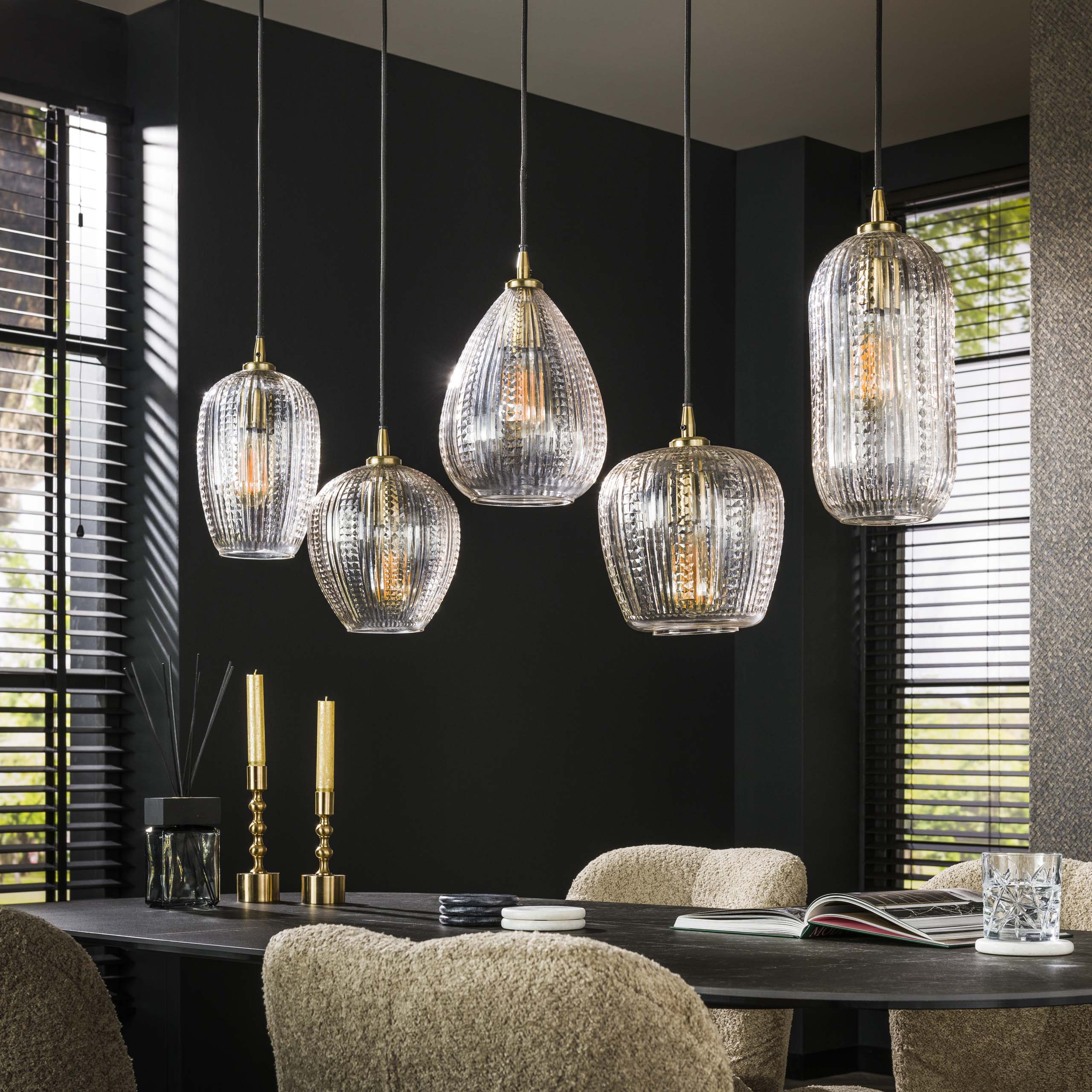 Hanglamp Diamond Grain 5-lichts / Diamant glas – afbeelding 2
