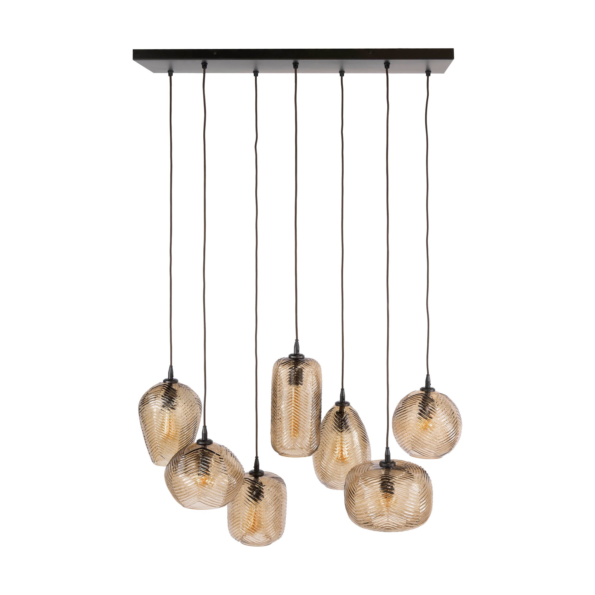 Hanglamp Chevron 4+3-lichts / Smoke bruin glas – afbeelding 5