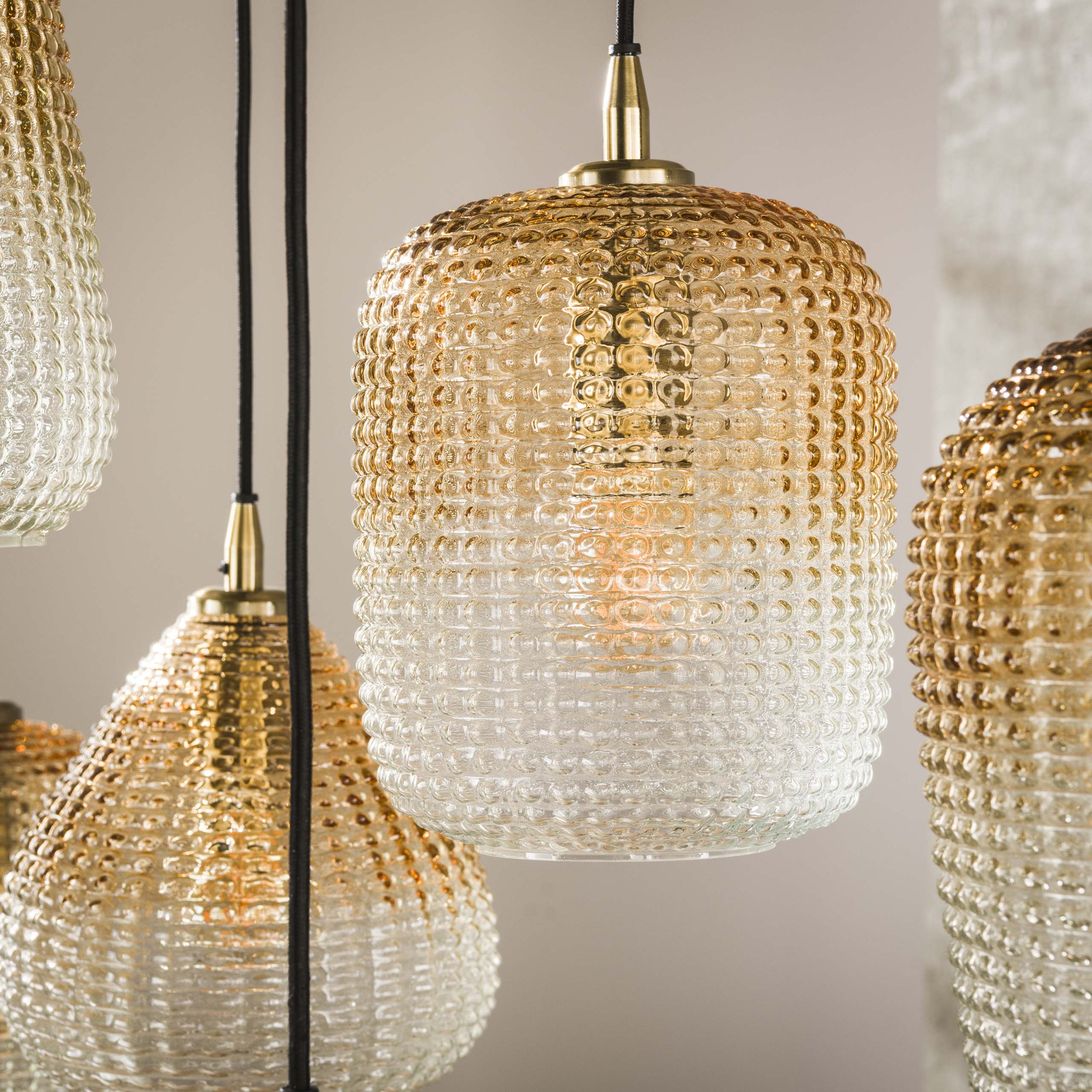 Hanglamp Dot 5+4-lichts / Amber glas – afbeelding 3