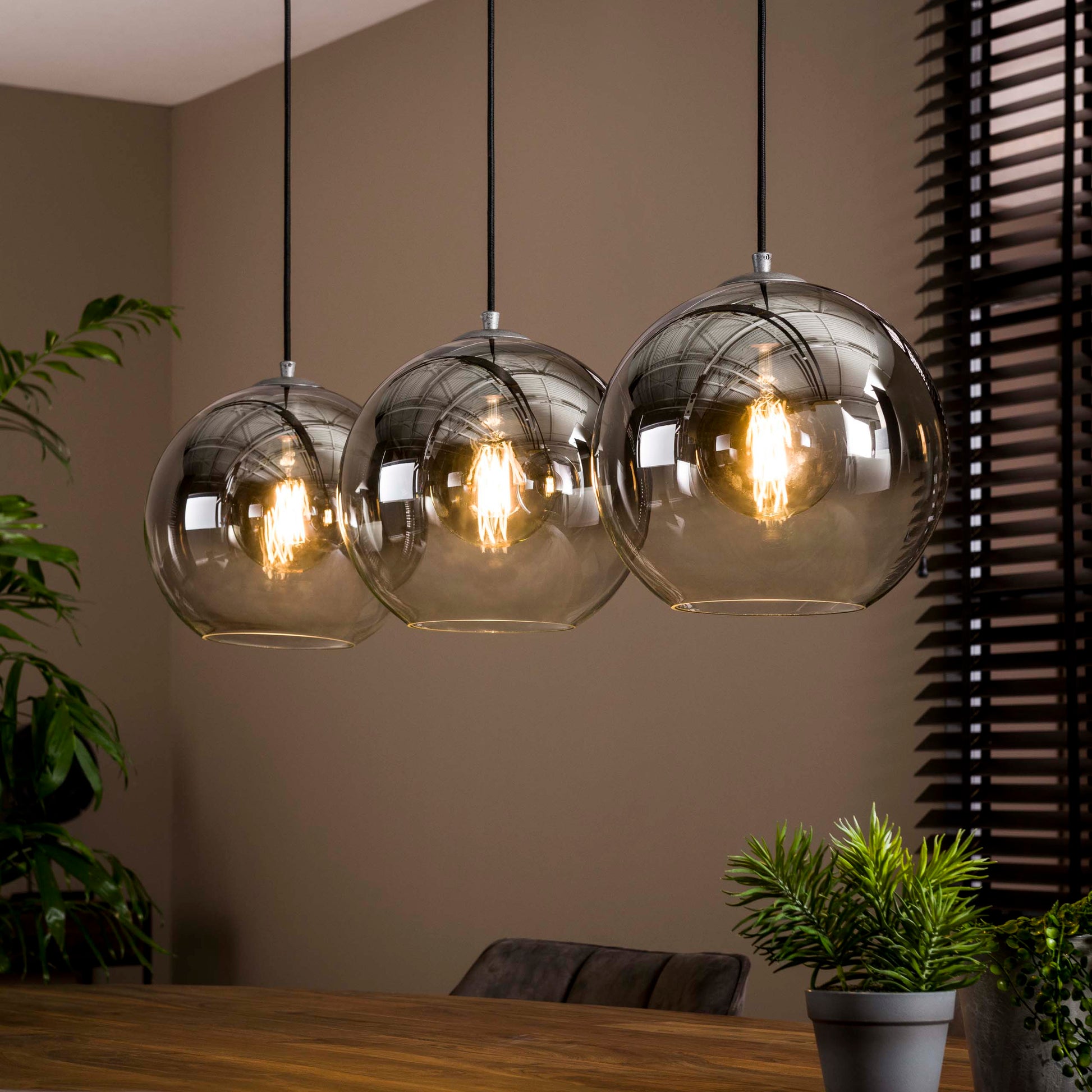 Hanglamp Bubble Shaded 3-lichts / Oud zilver – afbeelding 1