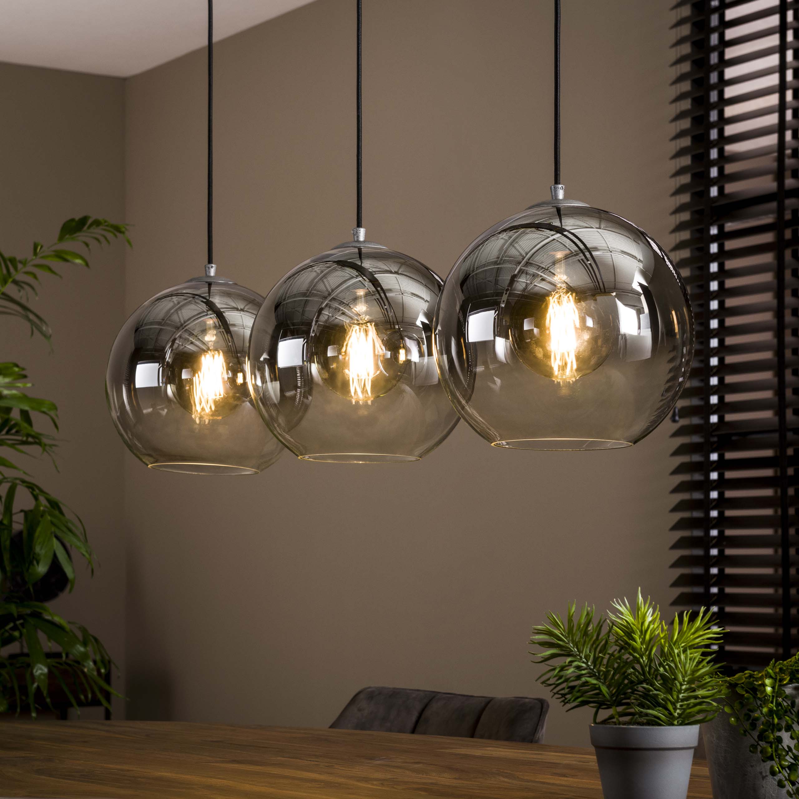 Hanglamp Bubble Shaded 3-lichts / Oud zilver – afbeelding 1