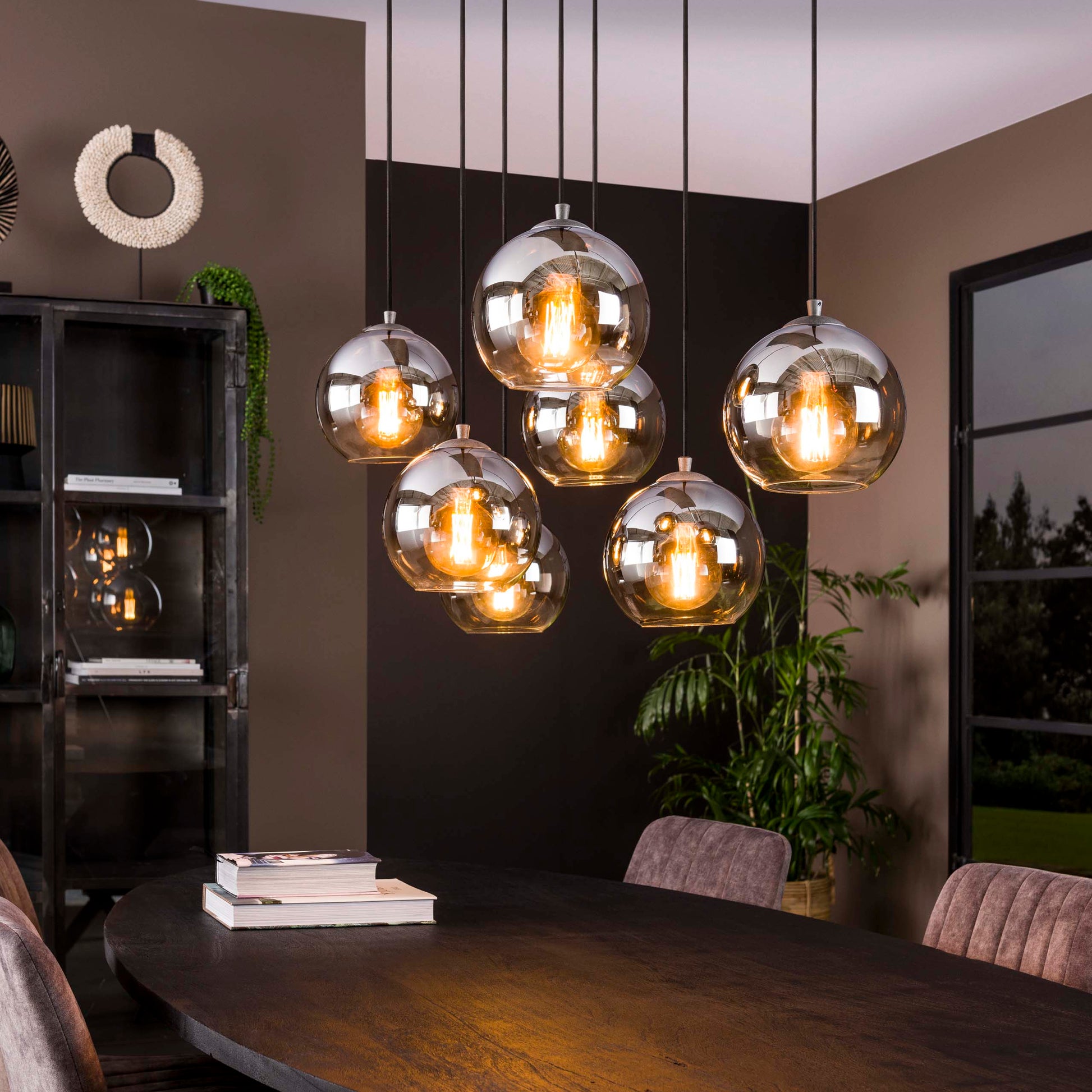 Hanglamp Bubble Shaded 4+3-lichts / Oud zilver – afbeelding 1