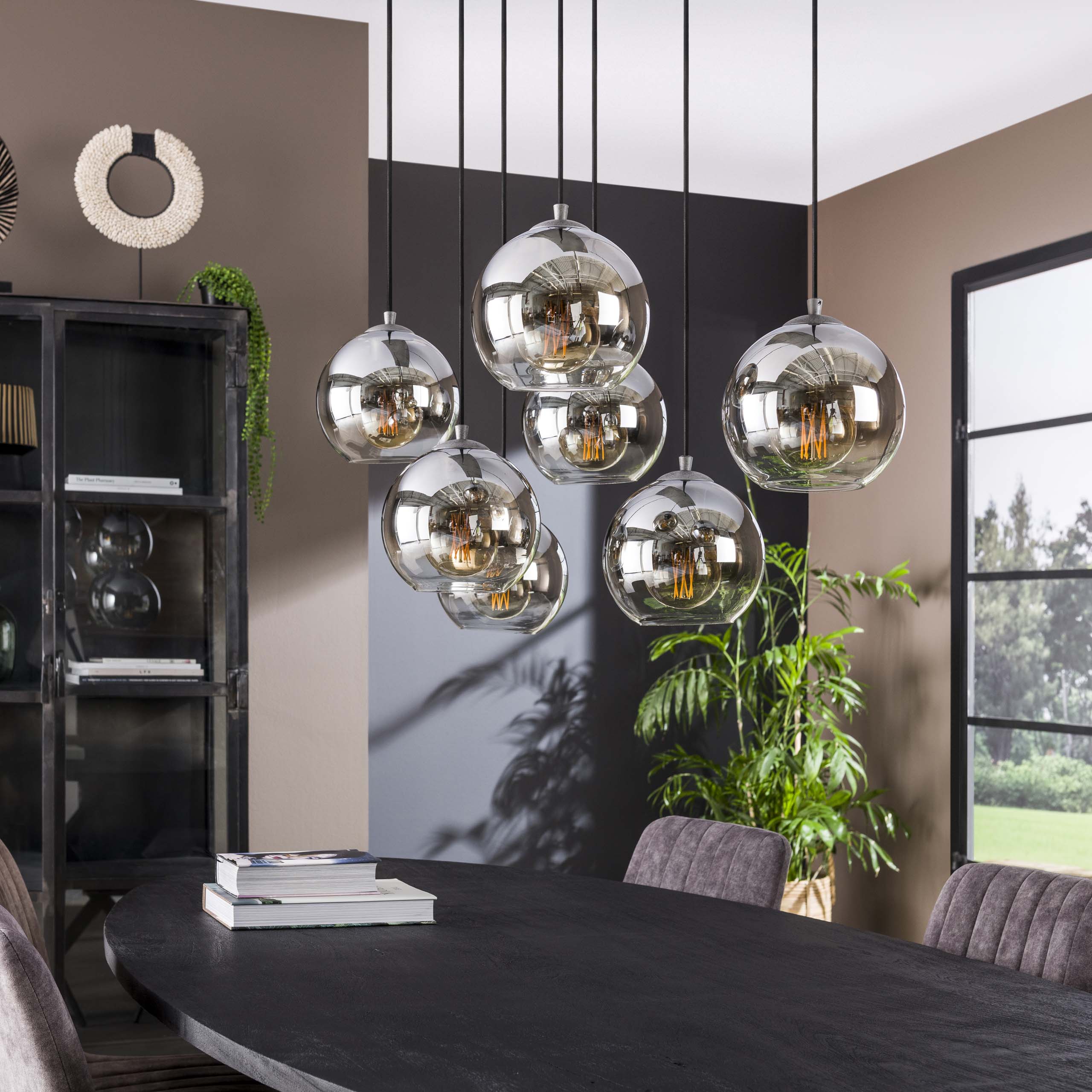 Hanglamp Bubble Shaded 4+3-lichts / Oud zilver – afbeelding 2