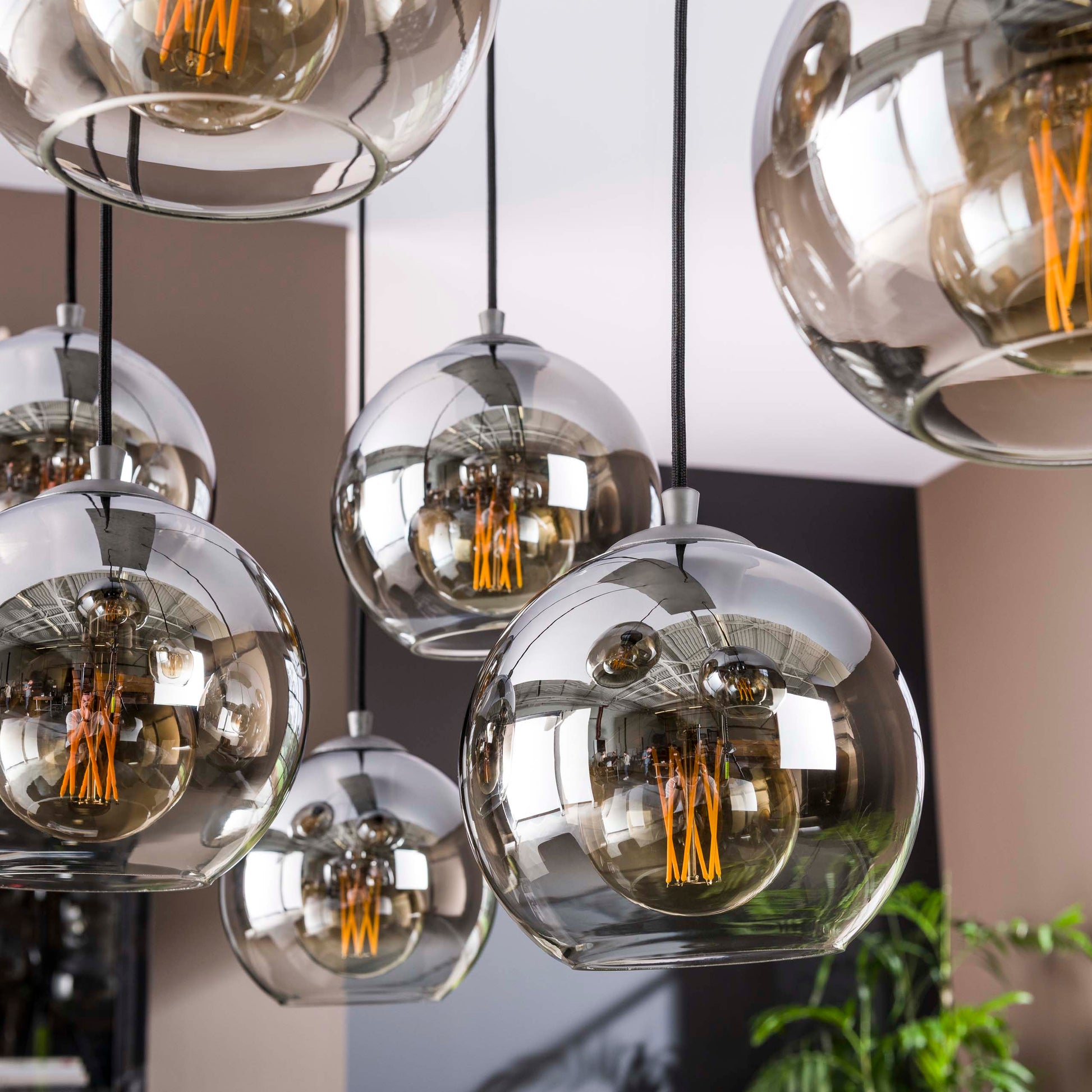 Hanglamp Bubble Shaded 4+3-lichts / Oud zilver – afbeelding 3
