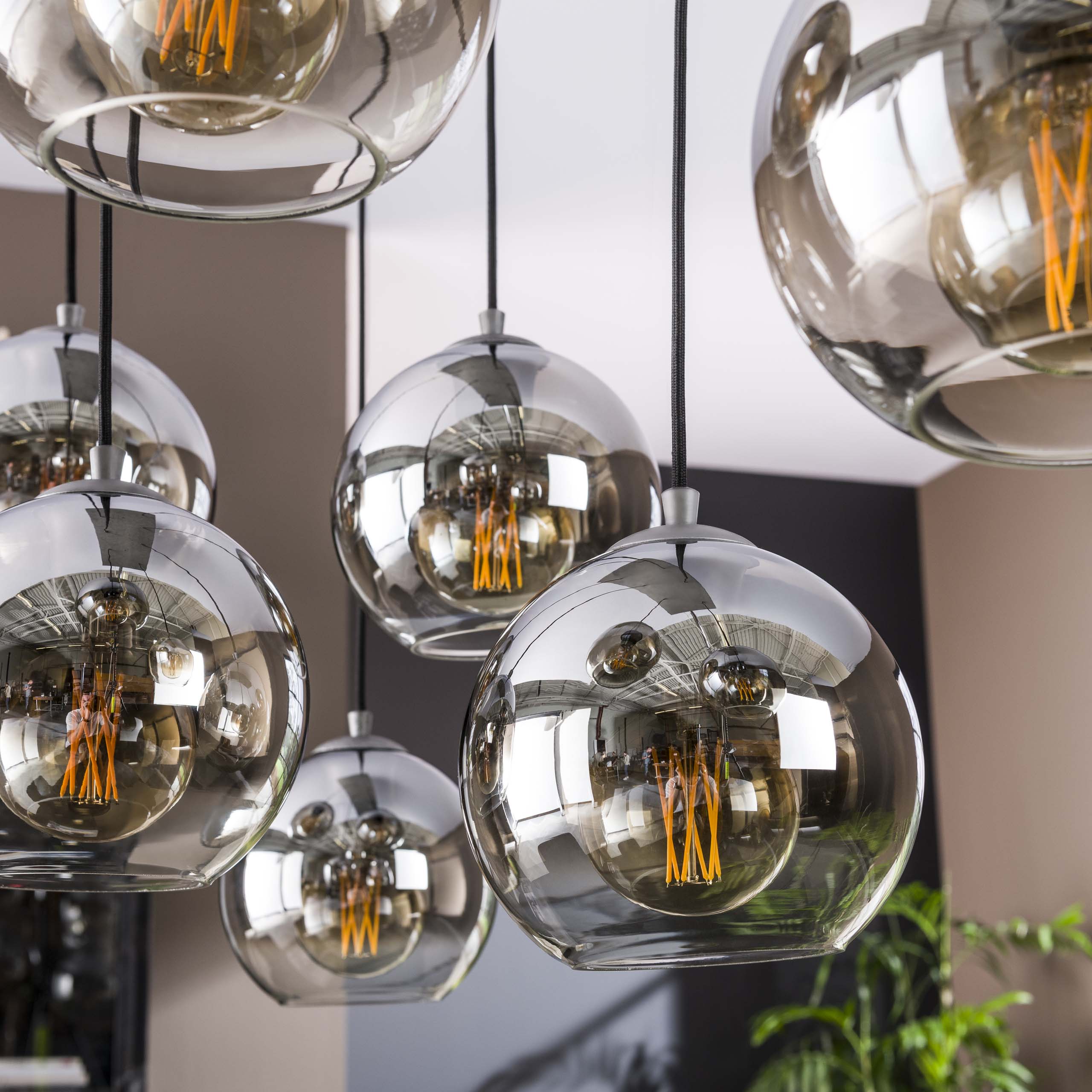 Hanglamp Bubble Shaded 4+3-lichts / Oud zilver – afbeelding 3