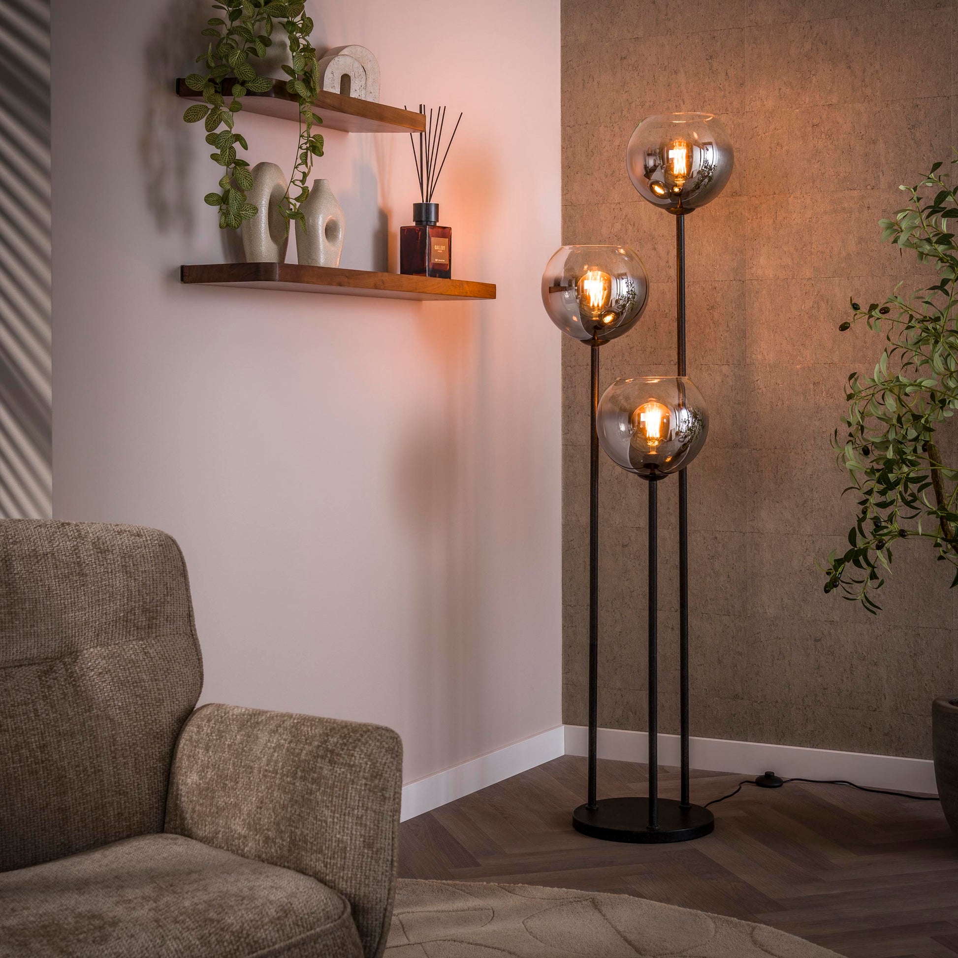 Vloerlamp Bubble Shaded 3-lichts / Artic zwart – afbeelding 1