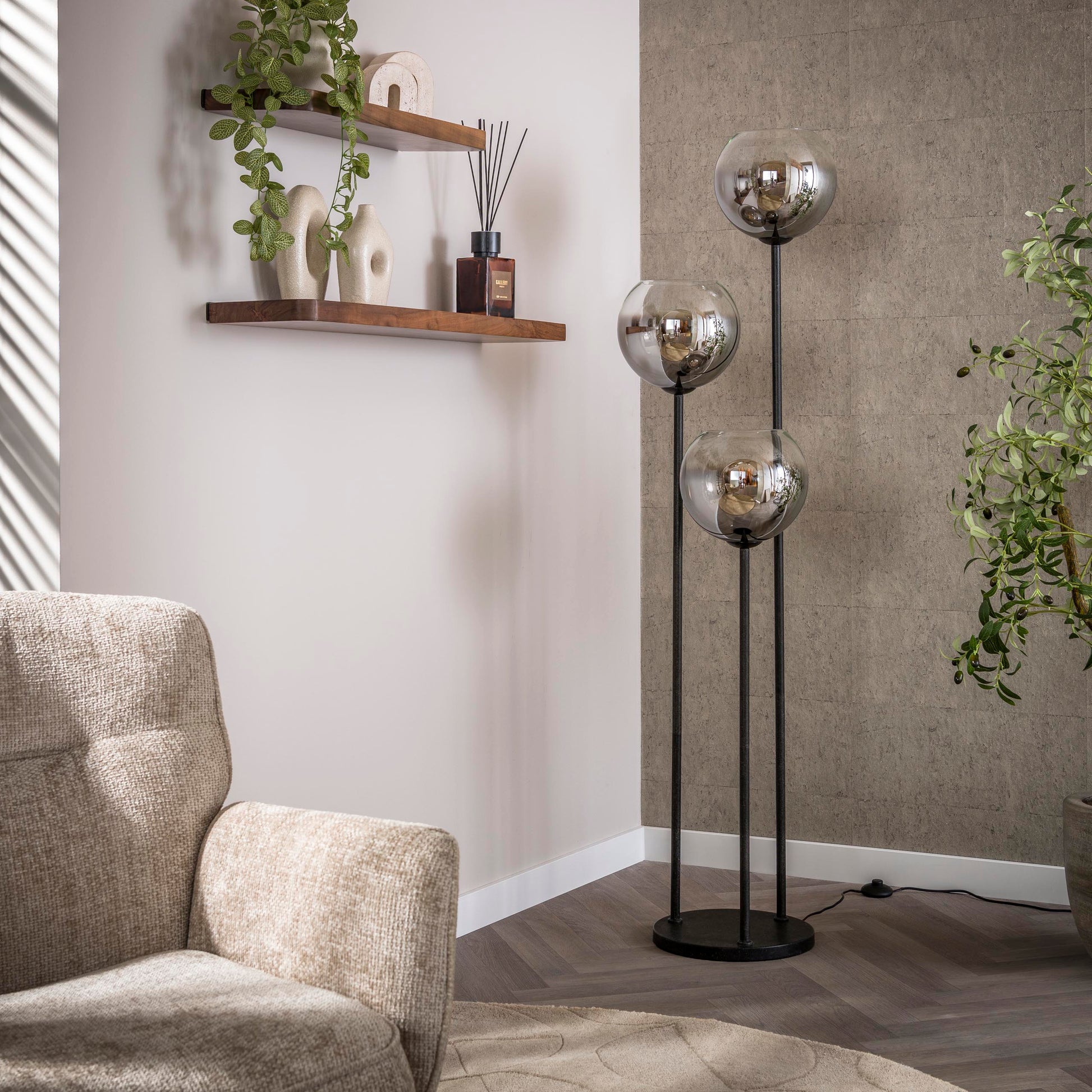 Vloerlamp Bubble Shaded 3-lichts / Artic zwart – afbeelding 2