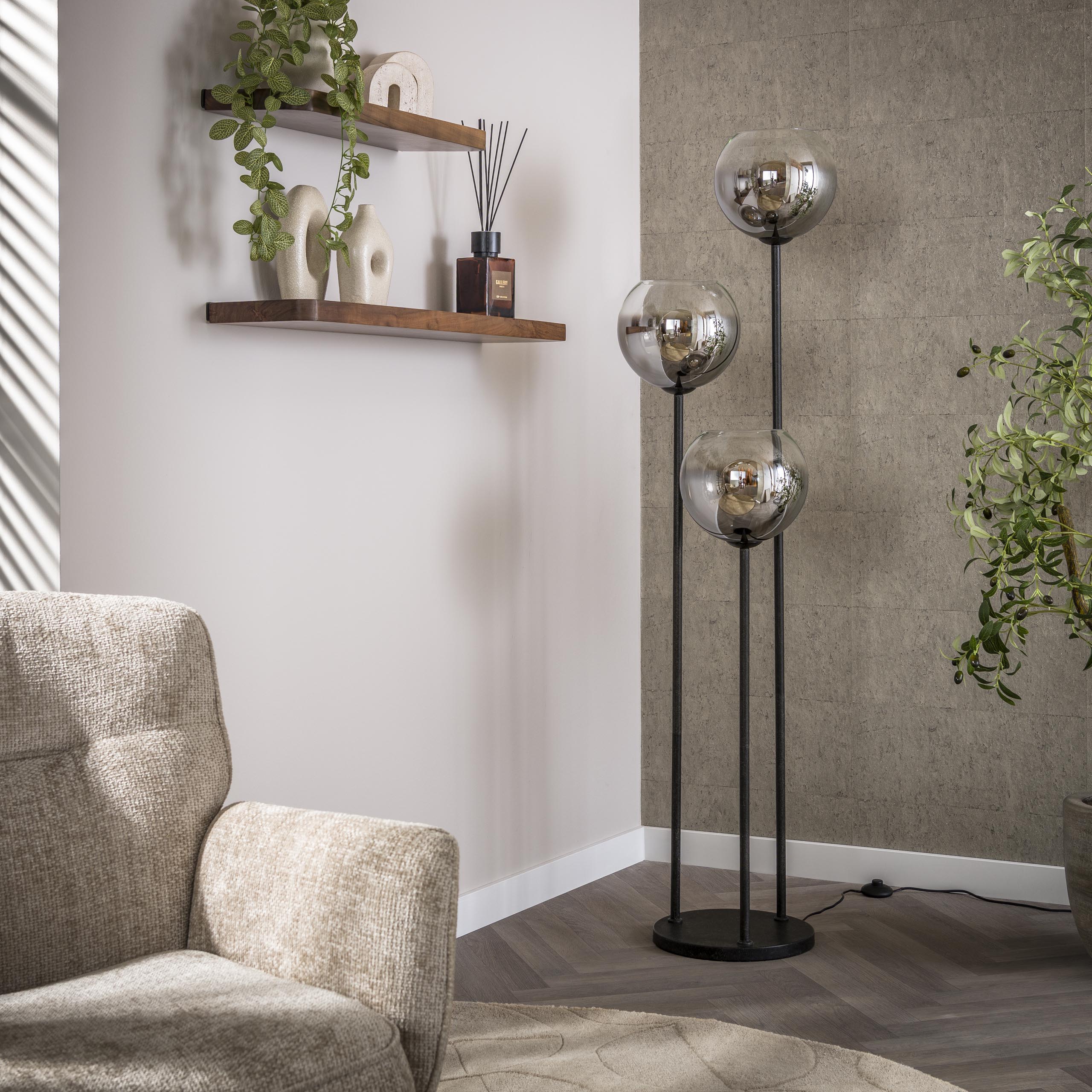 Vloerlamp Bubble Shaded 3-lichts / Artic zwart – afbeelding 2