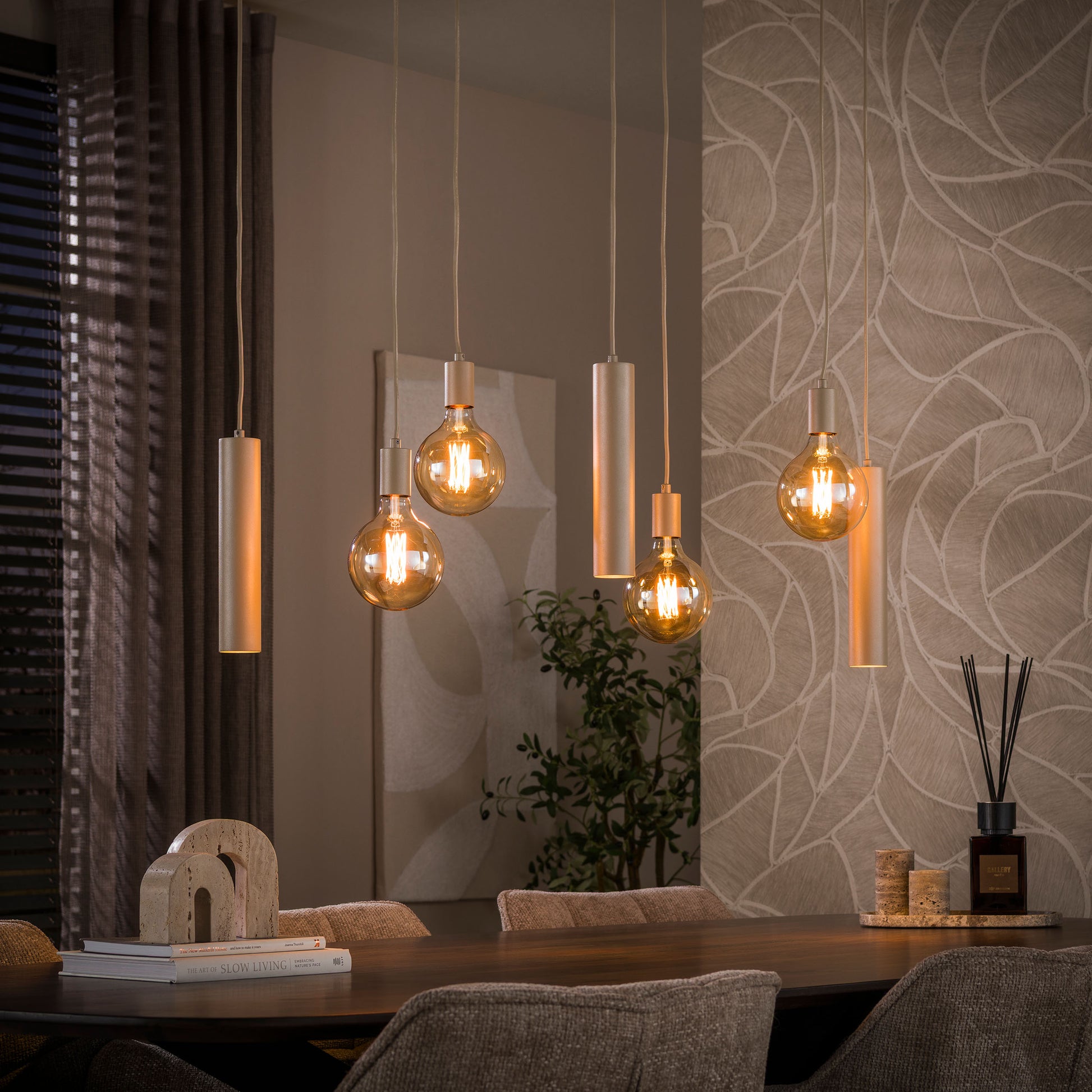 Hanglamp Senso 4+3-lichts / Beige – afbeelding 1