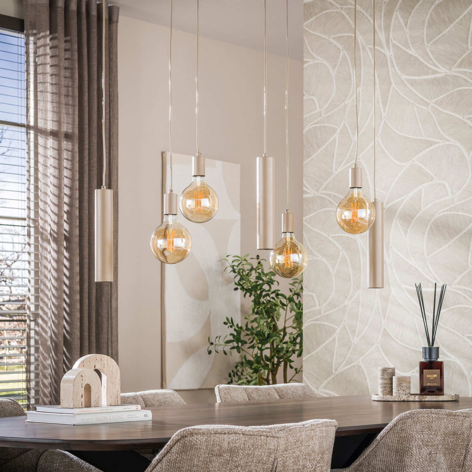 Hanglamp Senso 4+3-lichts / Beige – afbeelding 2