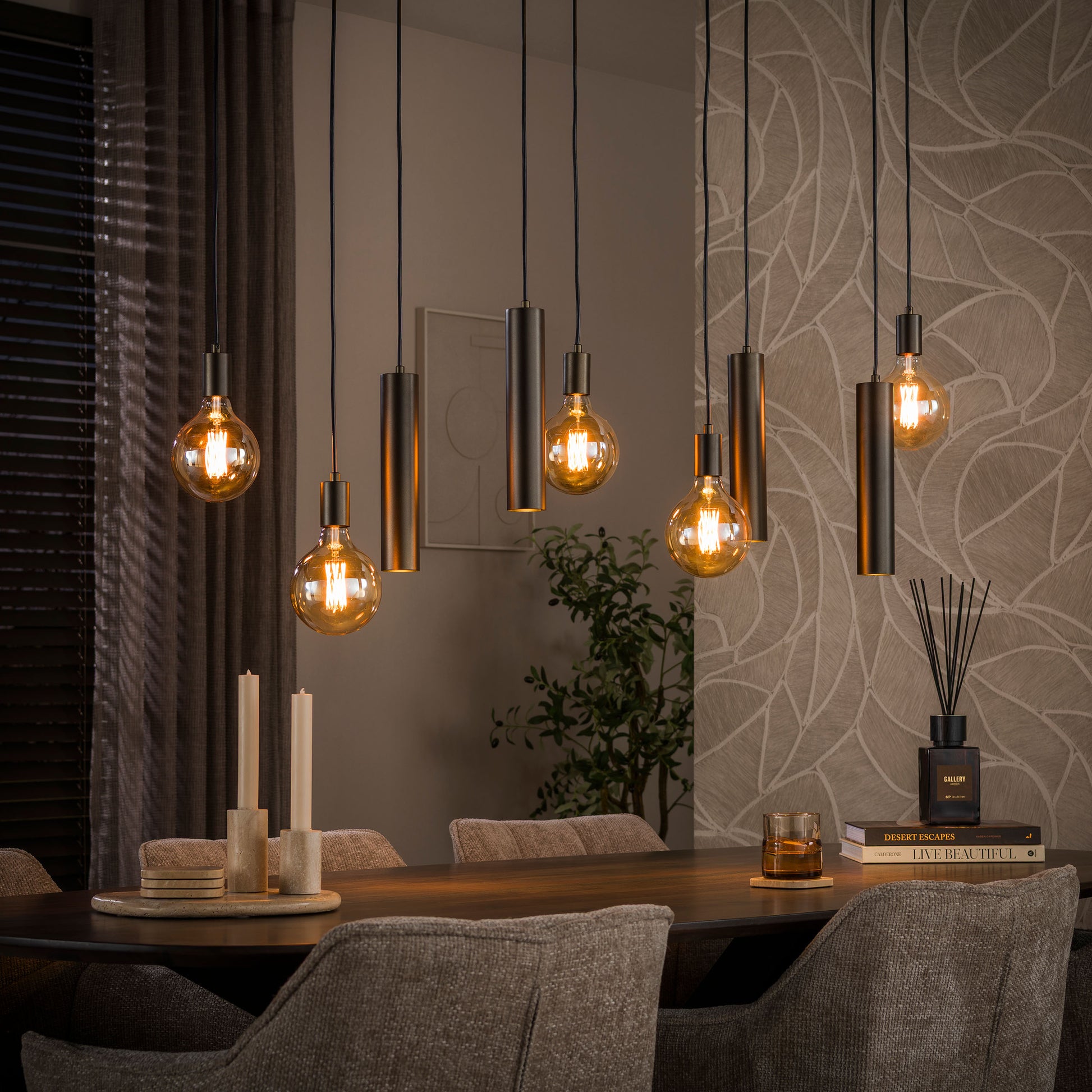 Hanglamp Senso 5+4-lichts / Sienna bruin – afbeelding 1