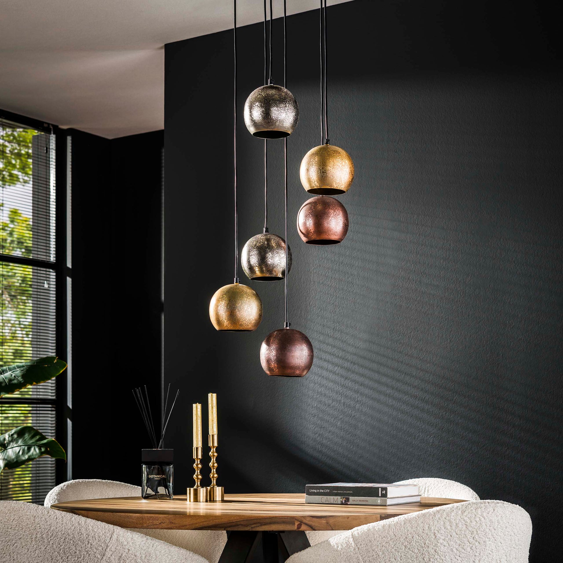 Hanglamp Bol Metal getrapt 6-lichts / Mat nikkel mix – afbeelding 2