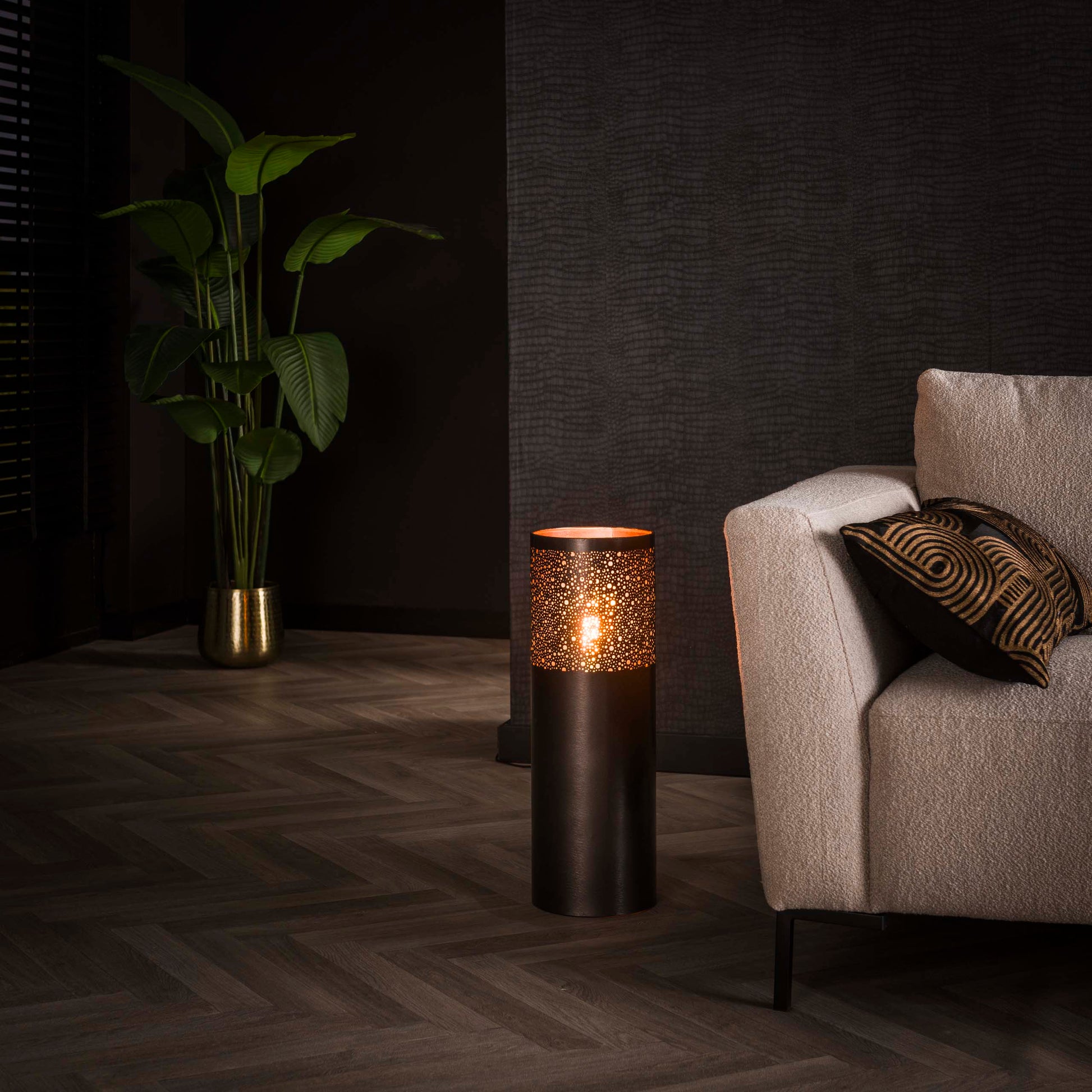 Vloerlamp Cylinder Glow 1-lichts 60cm / Zwart nikkel – afbeelding 1