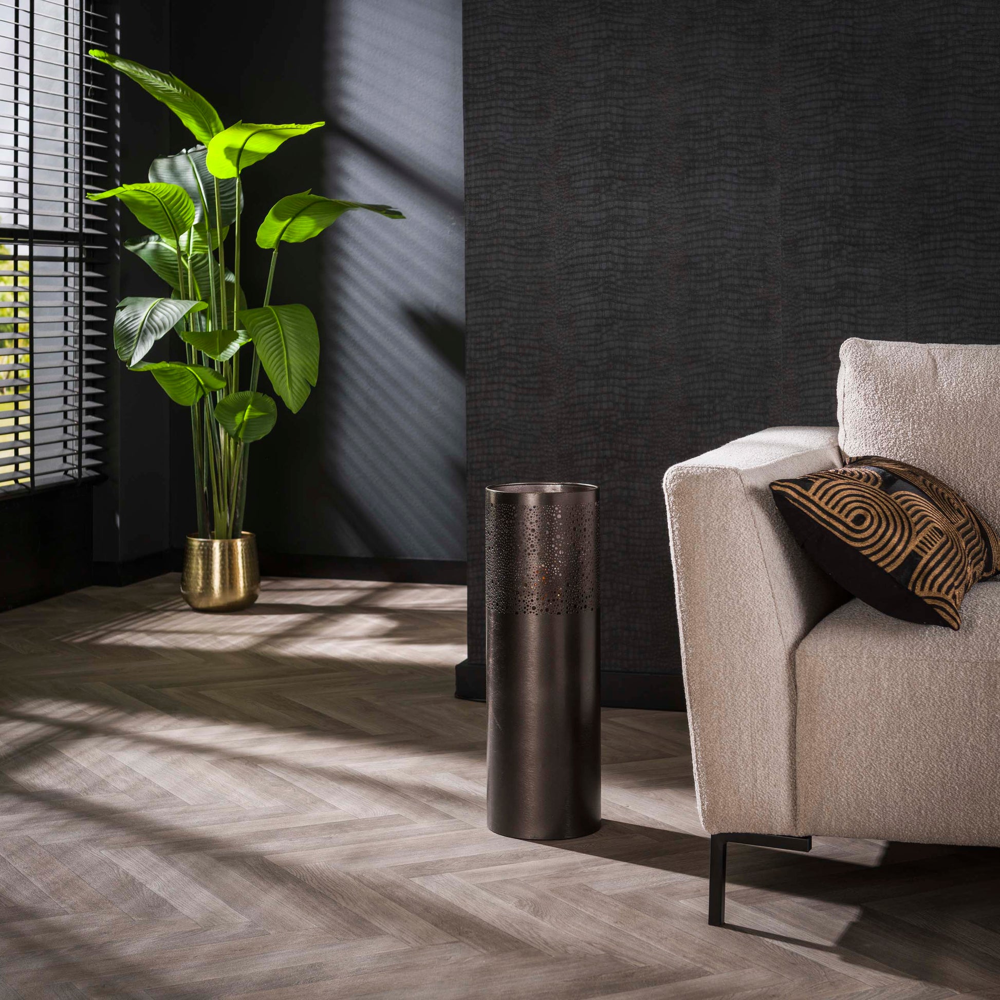 Vloerlamp Cylinder Glow 1-lichts 60cm / Zwart nikkel – afbeelding 2