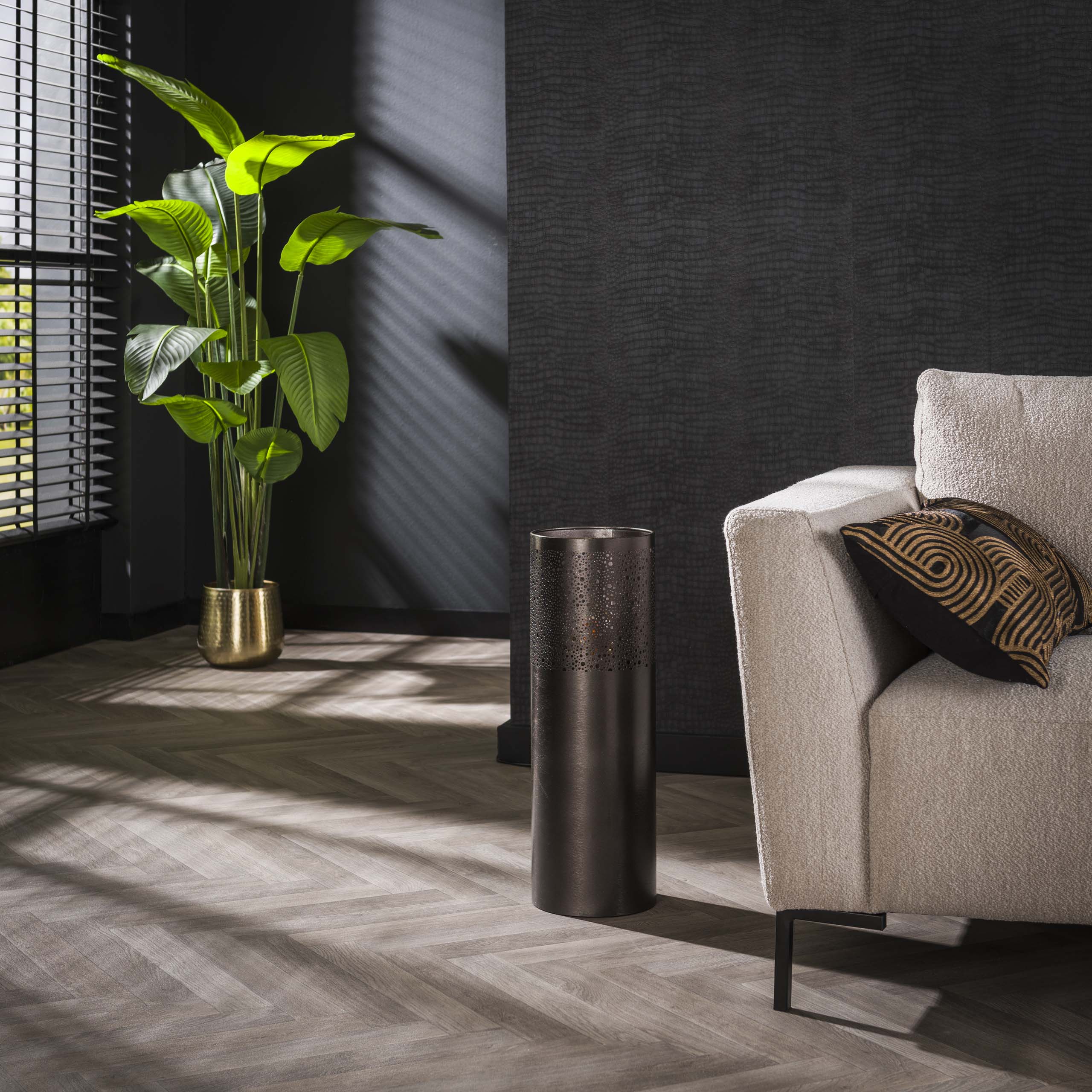 Vloerlamp Cylinder Glow 1-lichts 60cm / Zwart nikkel – afbeelding 2