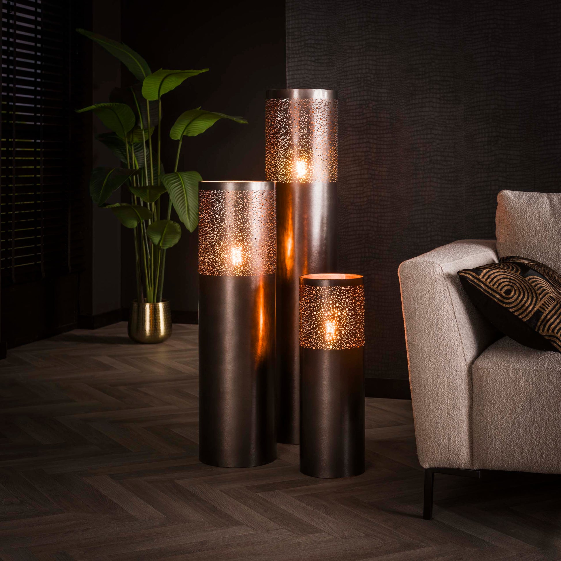 Vloerlamp Cylinder Glow 1-lichts 60cm / Zwart nikkel – afbeelding 3