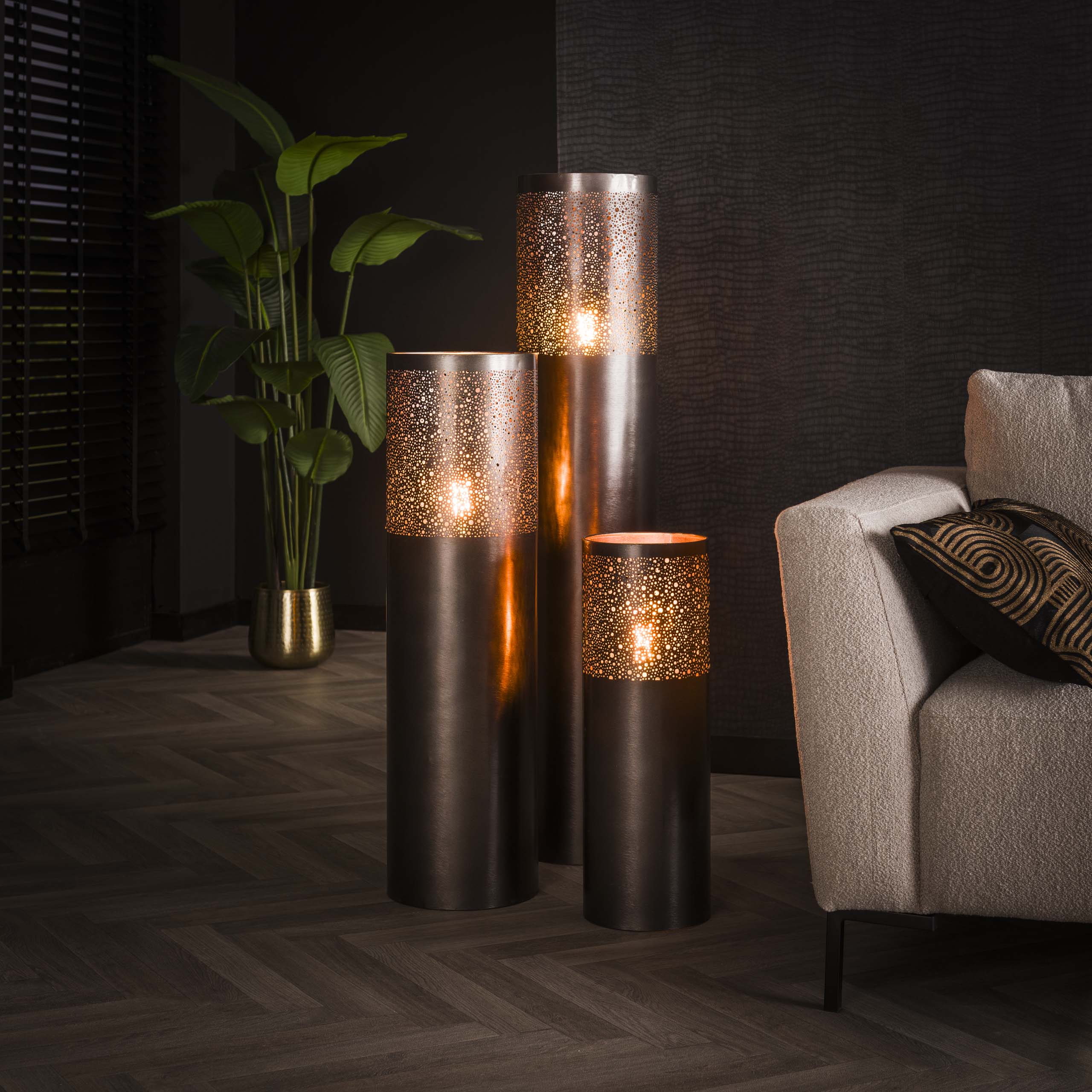 Vloerlamp Cylinder Glow 1-lichts 60cm / Zwart nikkel – afbeelding 3