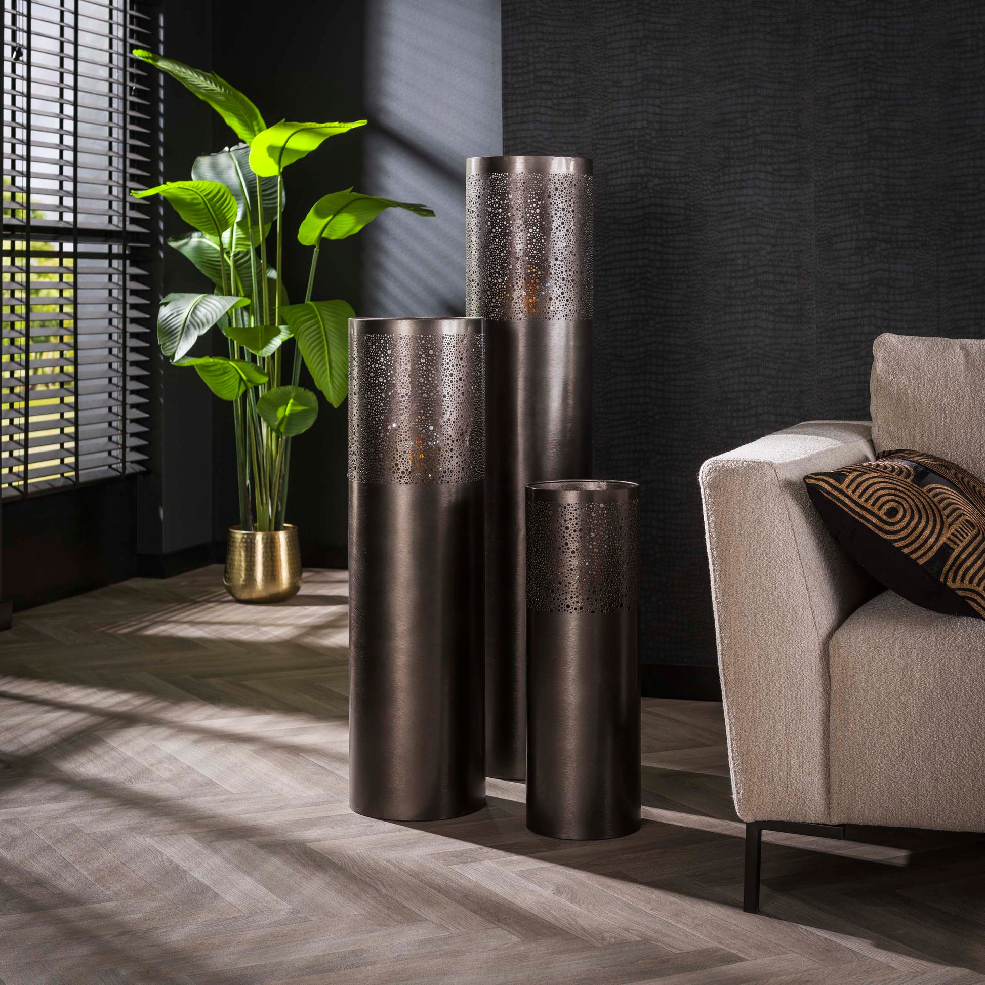 Vloerlamp Cylinder Glow 1-lichts 60cm / Zwart nikkel – afbeelding 4