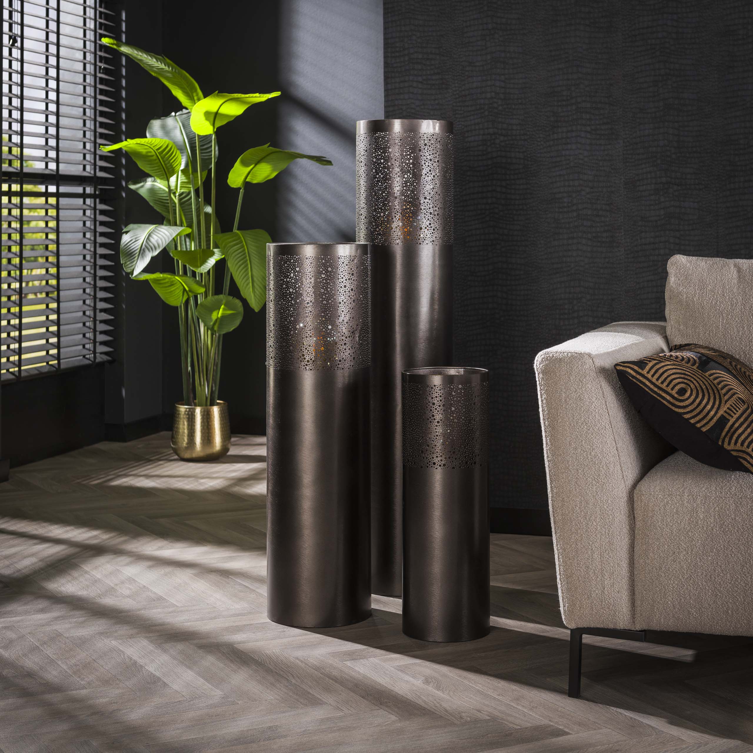 Vloerlamp Cylinder Glow 1-lichts 60cm / Zwart nikkel – afbeelding 4