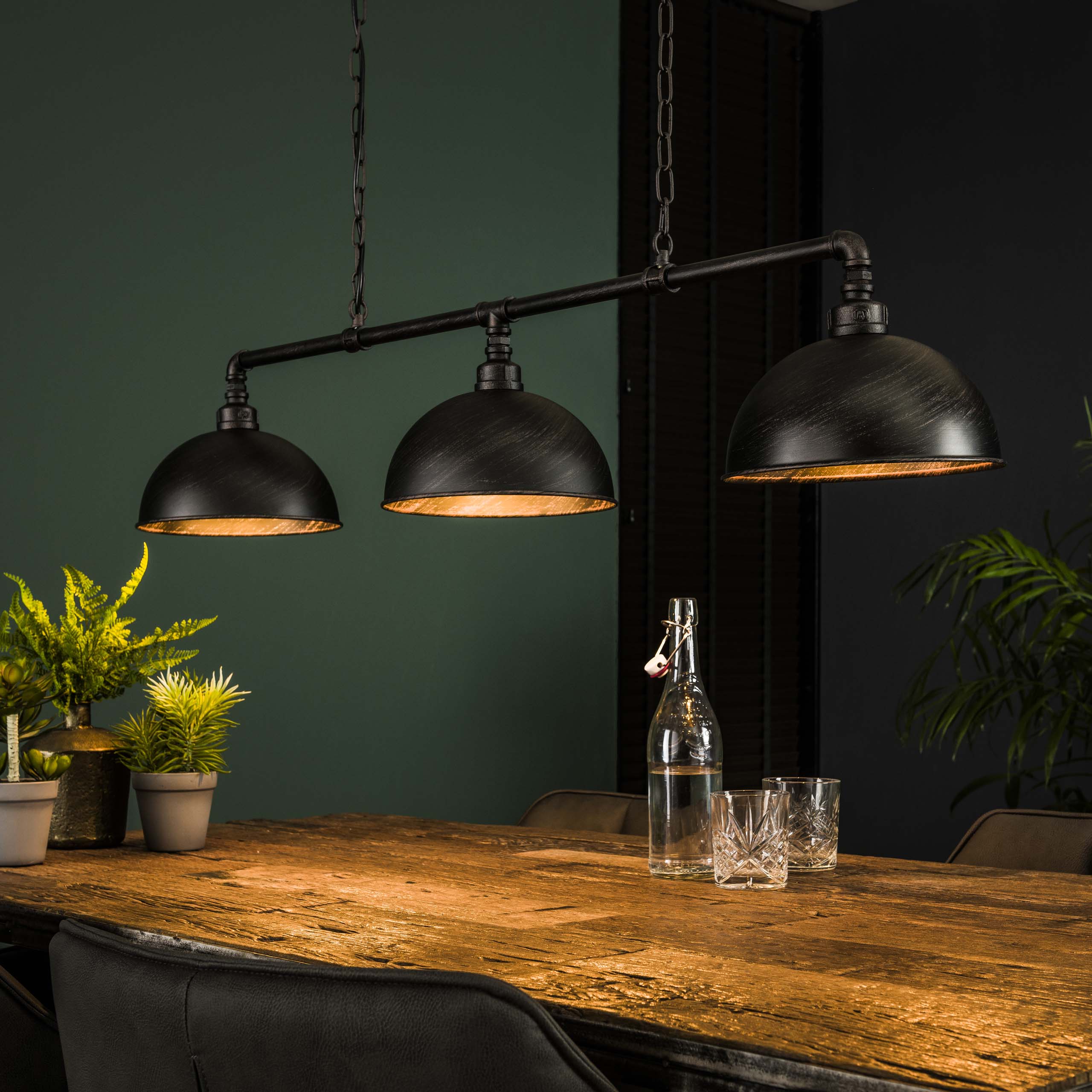 Hanglamp Industrial Tube 3-lichts / Zwart – afbeelding 1